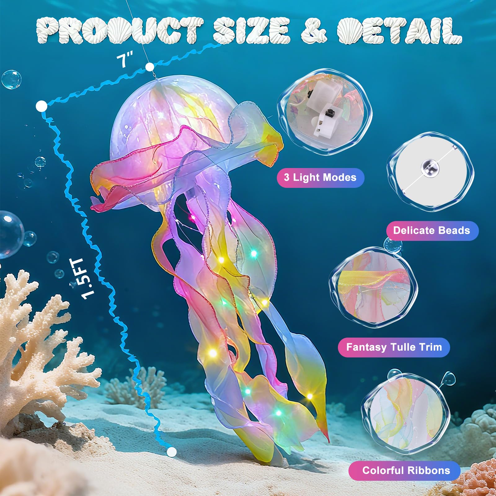 Awatin Jellyfish Decor  Rainbow Jellyfish Lanterns - Hanging Jelly Fish Decoration For Mermaid Theme Party & Under The Sea Party Decorations  Birthday Gift Supplies For Women Girls Baby