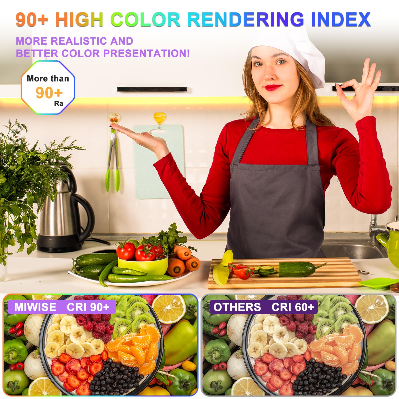 Miwise Cob Led Strip Light 20Ft/6.1M,Cri 90+ Warm White 3000K High Lumen Dimmable Super Bright Flexible Dc24V Led Tape Light With Controller/Dimmer,For Cabinet Home Office Diy Lighting Projects