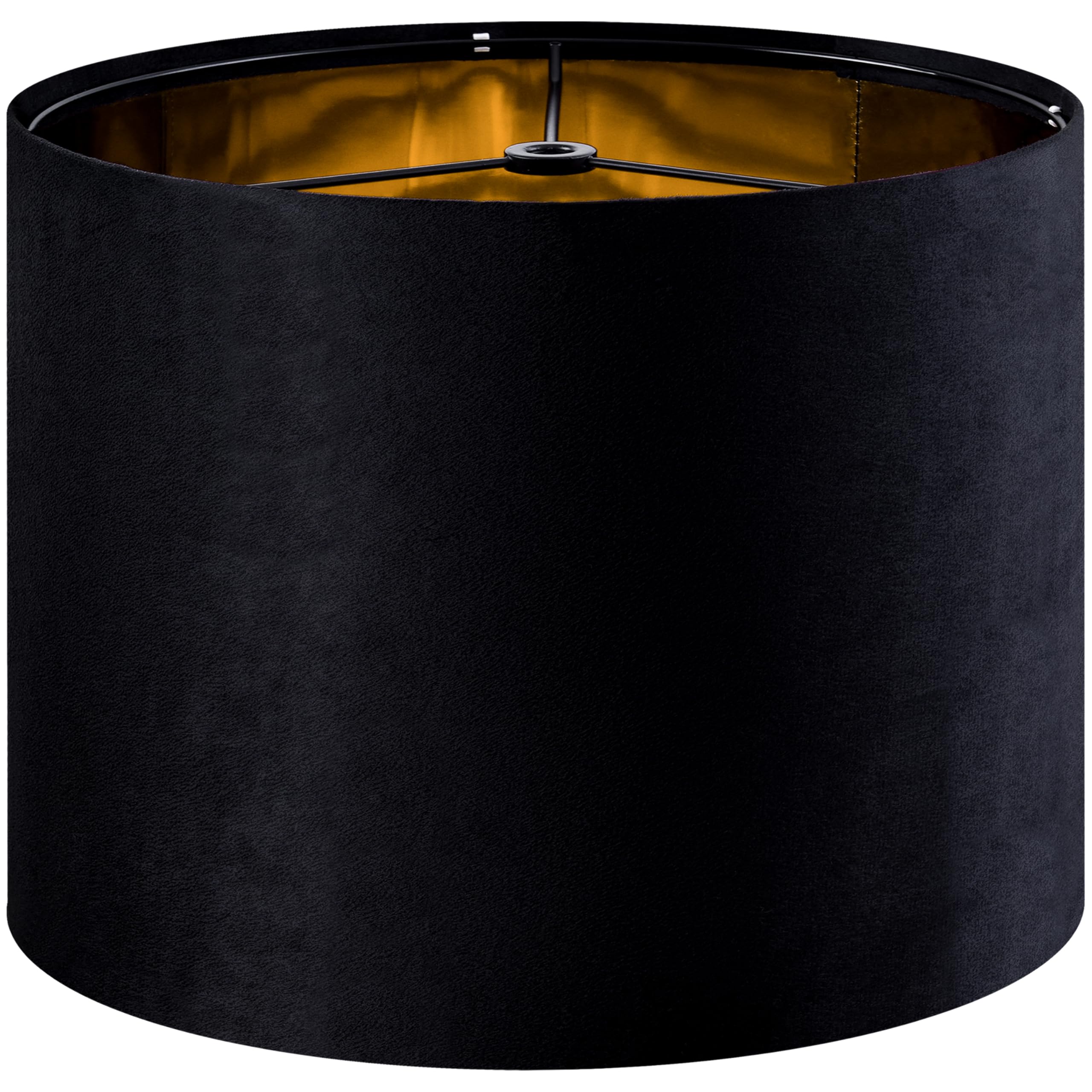 GO&SO Black Velvet Lamp Shades Set of 1 Large Drum Lampshades -16 Top x 16 Bottom x 12 High(Spider) Traditional Fabric Lamp Shad