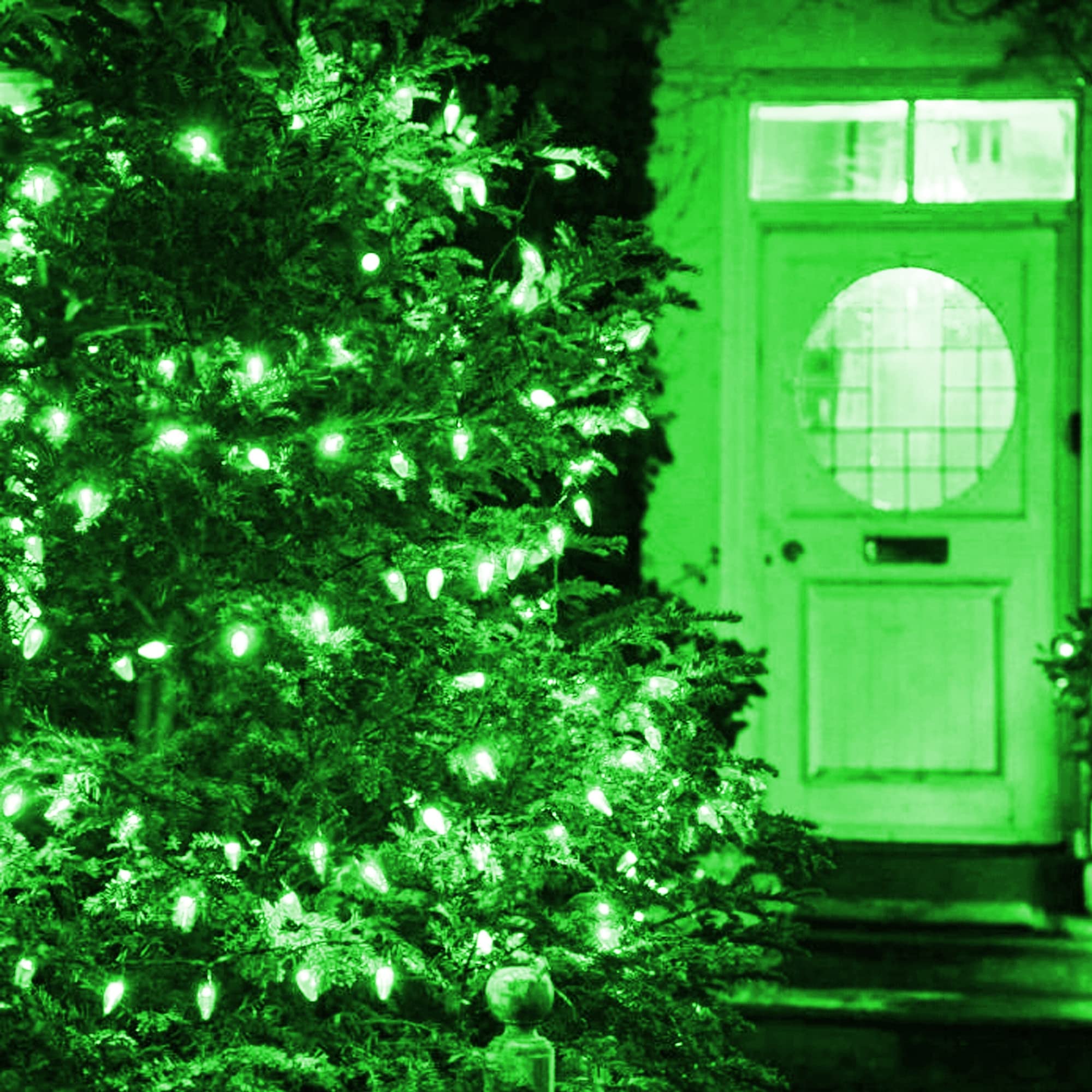 Dazzle Bright C6 Christmas String Lights, 200 LED, 66 FT, Waterproof, 8 Modes, Green, Model HB-300COI