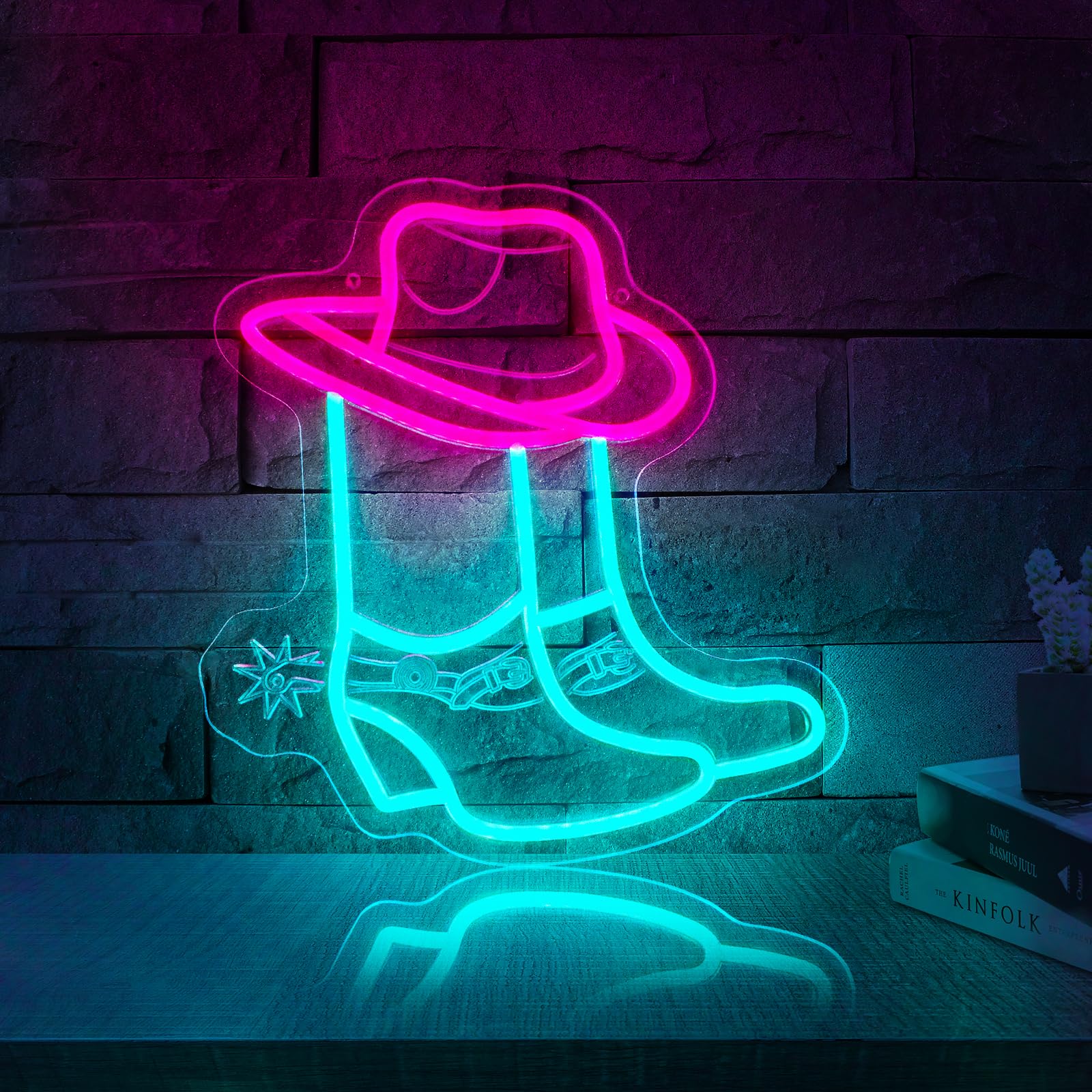 Cowboy Boot Neon Signs For Wall Decor-Cowgirl Boots With Hat Neon Signs For Decor  Pink Aesthetic Western Wall Art  Cowboy Led Sign For Game Room Bedroom Party Bar  Birthday Christmas Gifts  Dimmable Switch Usb Power  Adhesive Hook Included