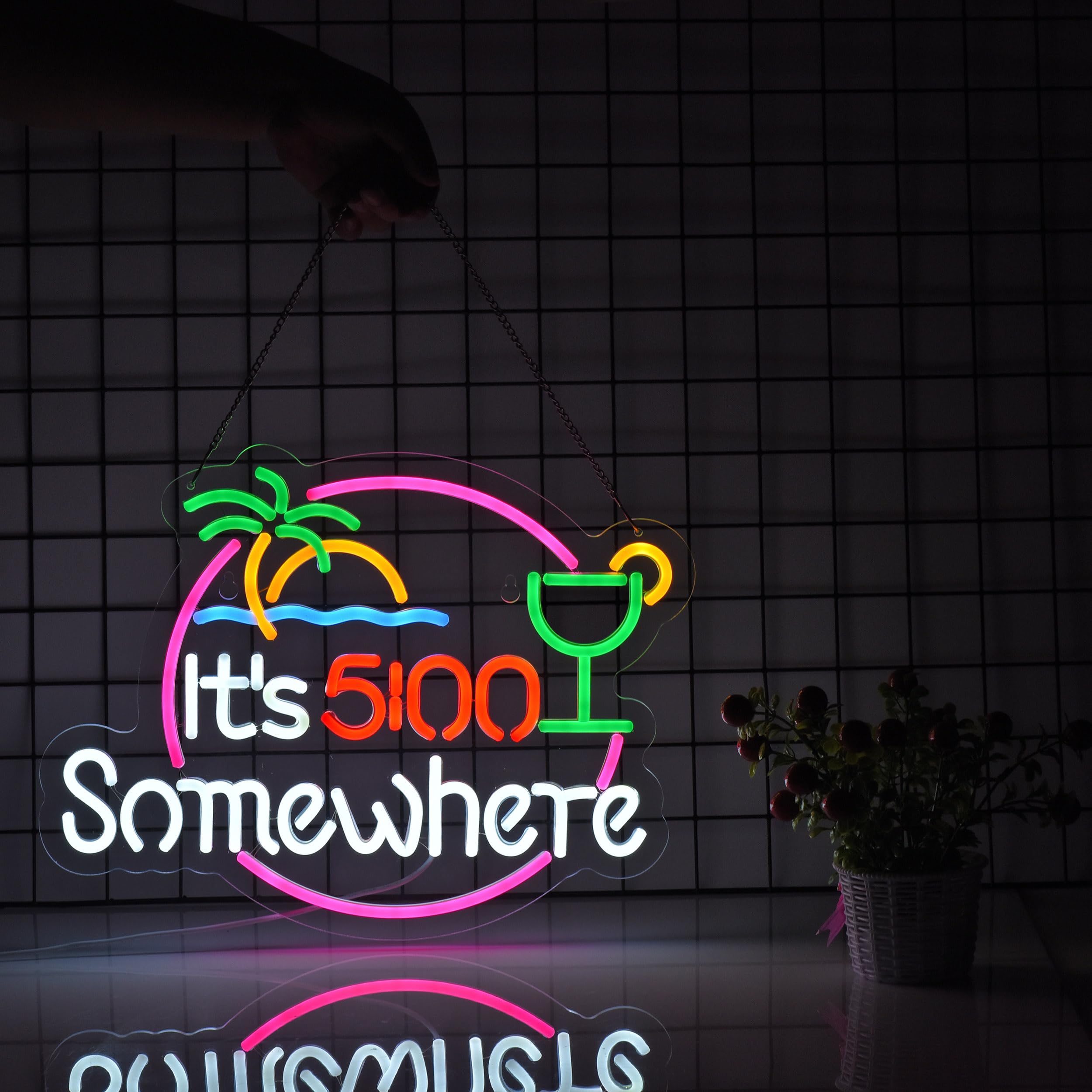 Geewkooy Its 5 00 O'Clock Some Where Neon Sign For Wall Décor Dimmable Led Man Cave Bar Beer Garage Neon Light Usb Powered Neon Art Signs Decor
