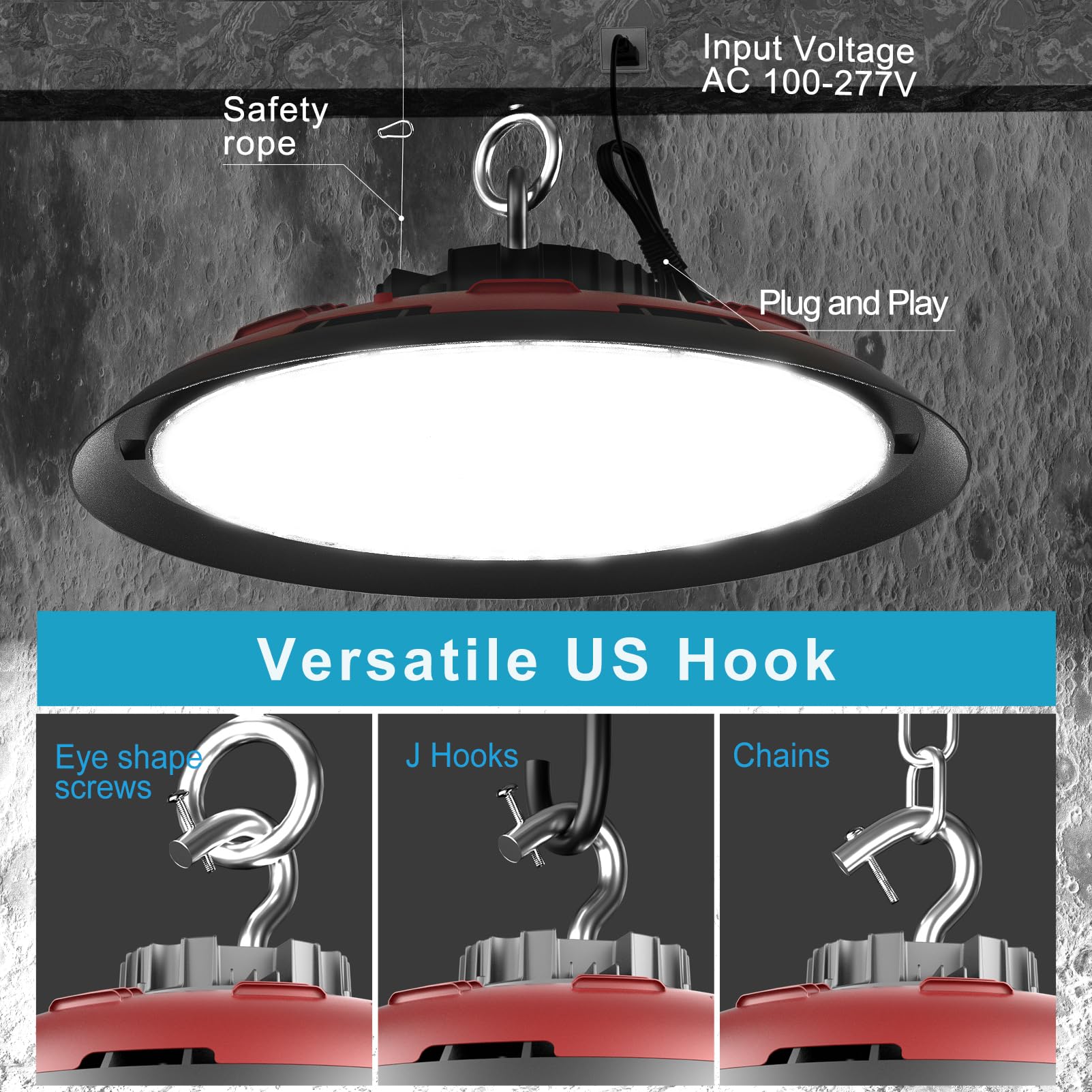Lightdot Led High Bay Light 300W (340X1W Led) 45000Lm High Bay Led Lights, Ac100-277V 5000K High Bay Led Shop Light, Commercial