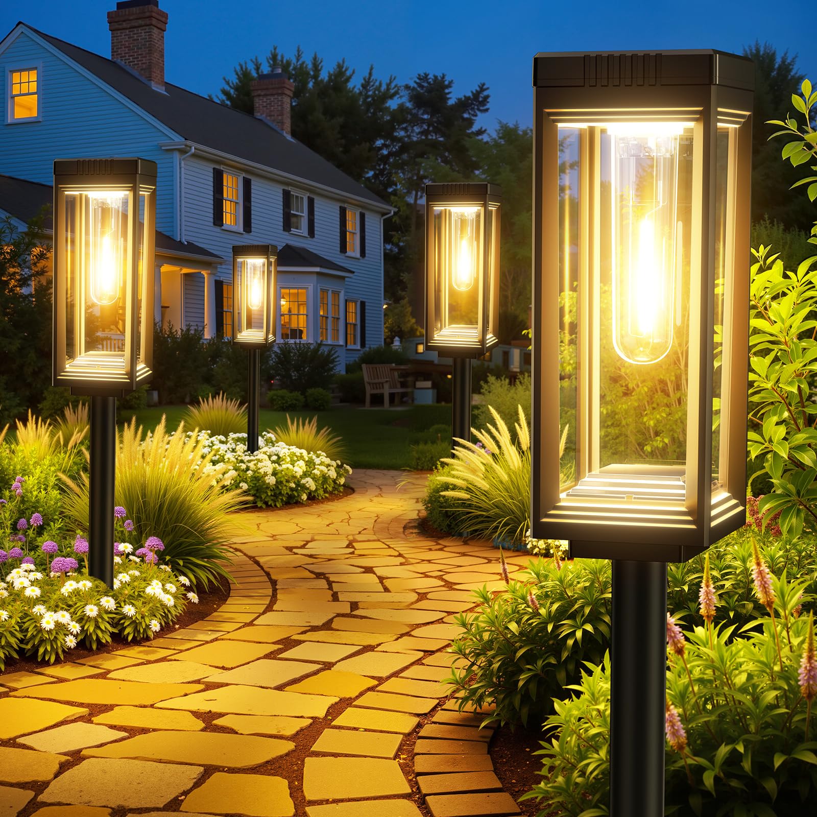 WdtPro Solar Pathway Lights - 6 Pack Waterproof, Auto On/Off, 15+ Hours Runtime, Warm White, Model TPL061 for Garden & Landscape