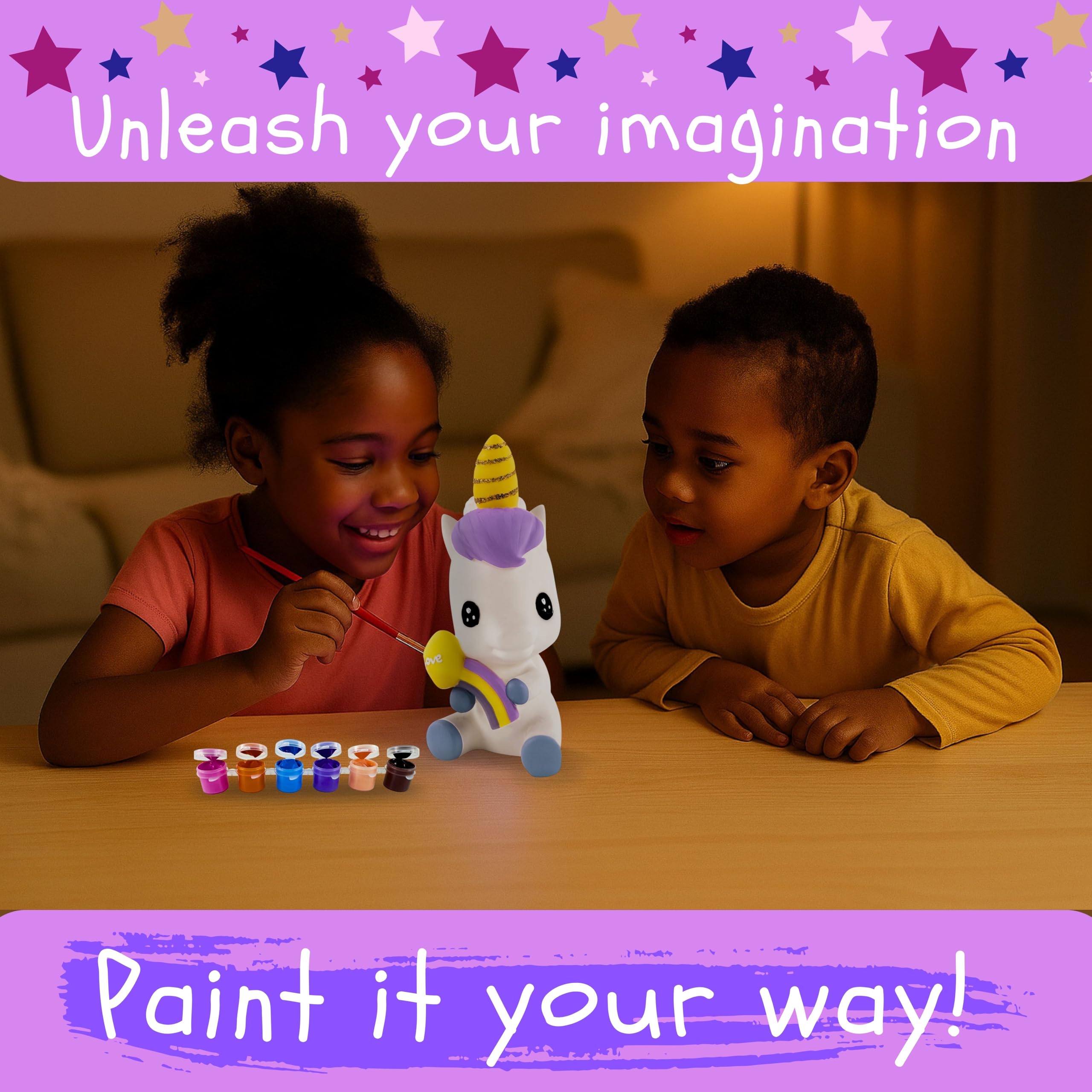 Beeblosie discomfort-reducingt Your Own Unicorn Night Light Kit For Kids Ages 4-8 - Diy Color-Changing Led Lamp Craft Set With discomfort-reducingts  Brushes  Gems & Glitter - Creative Arts & Crafts Gift For Girls