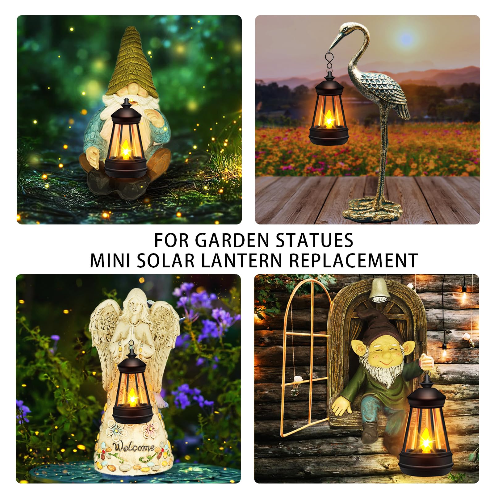 Mini Solar Lantern Lights Replacement For Outdoor Statue, Small Hanging Lantern Replacement, Waterproof Solar Lights Decorative