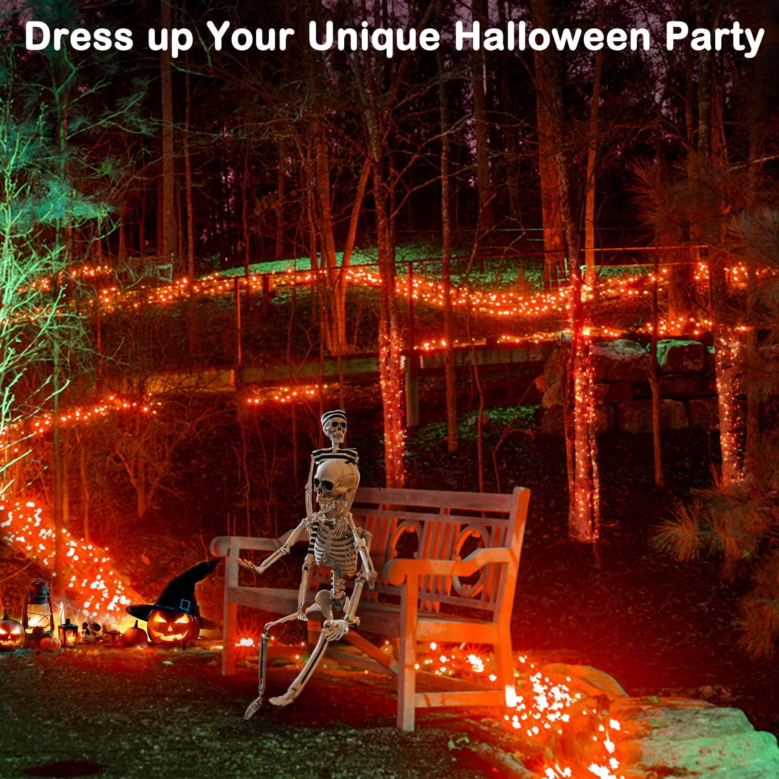 Blctec Halloween Lights Indoor Outdoor 300 Led 108Ft  Orange Halloween String Lights With 8 Modes  Ul Certified  Connectable Plug  Waterproof & Timer For Yard Porch Haunted House Holiday Decorations