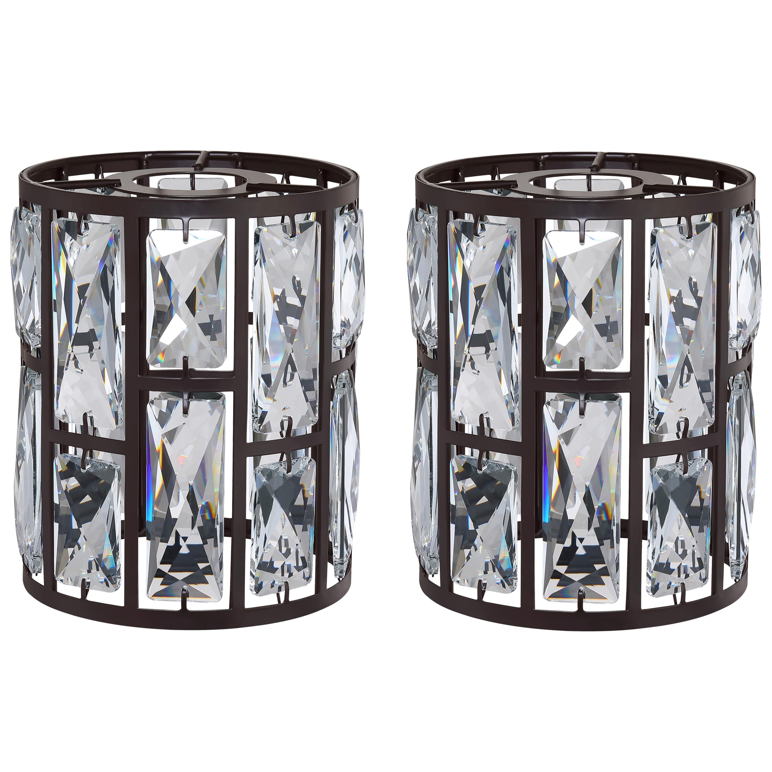 Doraimi Lighting 2 Pack Crystal Metal Pendant Ceiling Chandelier Wall Sconce Lamp Replacement Covers Shade Fixture Oil Rubbed Bronze Finish 1.66 Fitter Size 6.1 High*5.3 Diameter