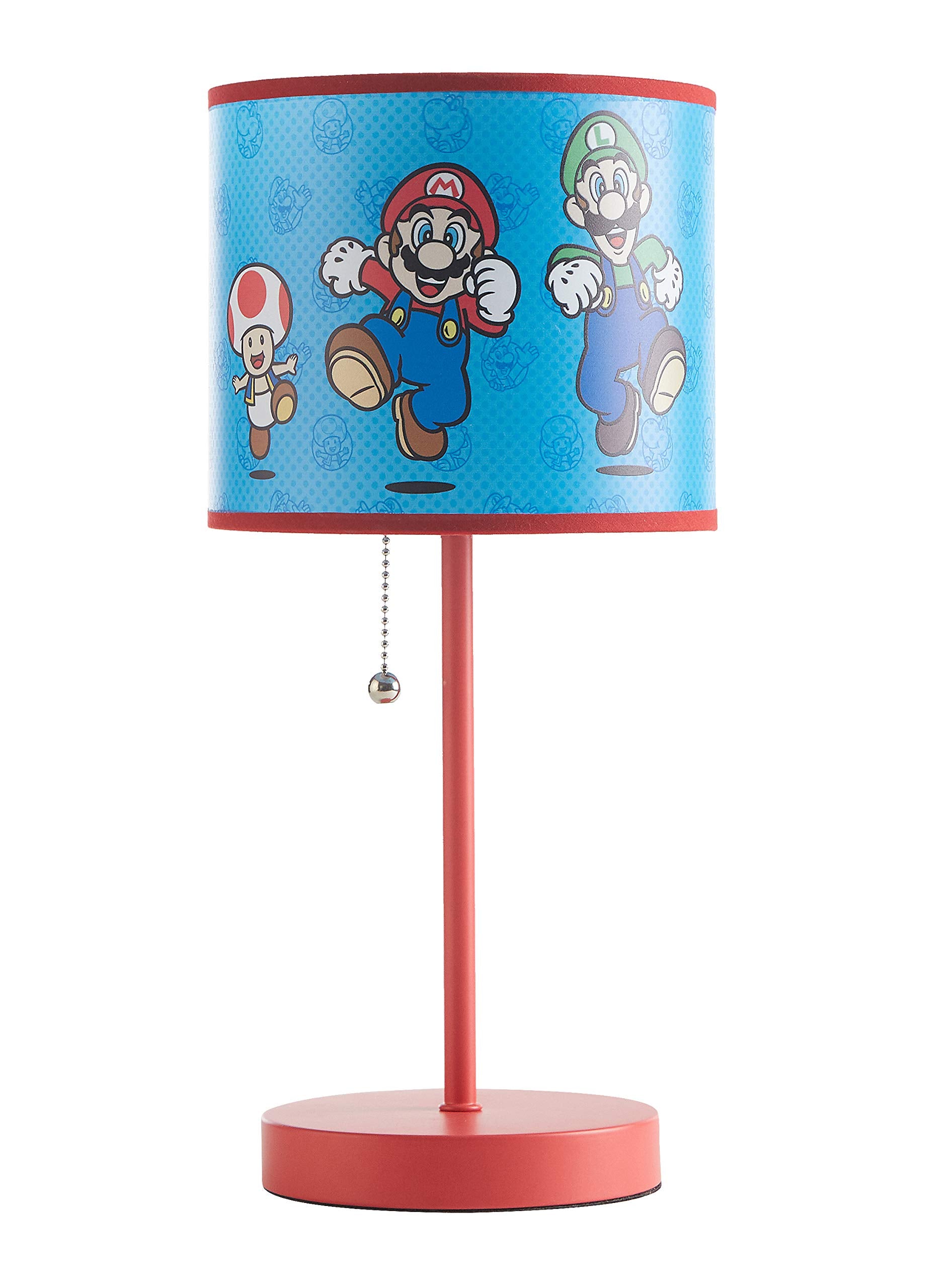 Idea Nuova Super Mario Stick Table Kids Lamp With Pull Chain, Themed Printed Decorative Shade