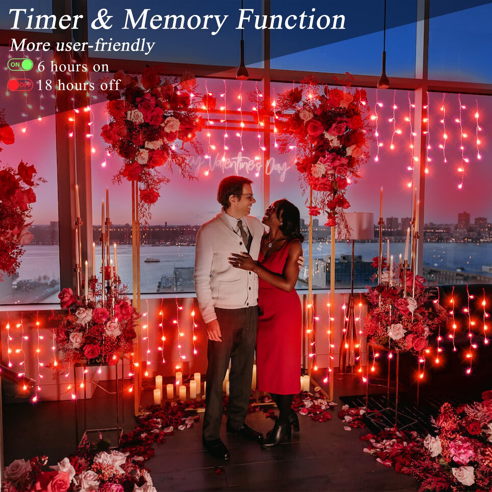 33Ft Red Christmas Lights Outdoor, 400 Led Icicle Lights For Outside, Plug In Twinkle Lights Indoor With 8 Modes Timer Waterproo