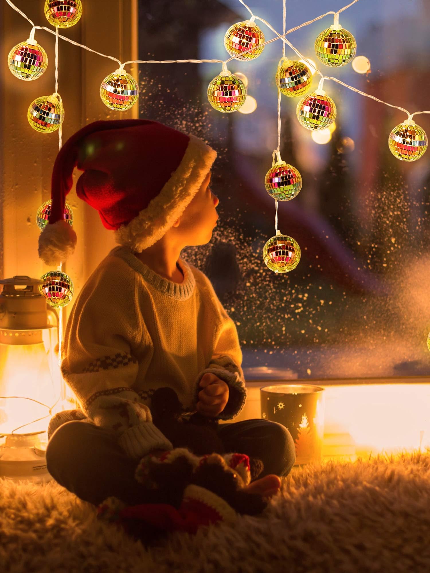 BBTO LED Disco Ball String Lights, 9.84 Feet, Battery Powered, 1.57 Inch, Fantasy Color, Model BBTO-88750