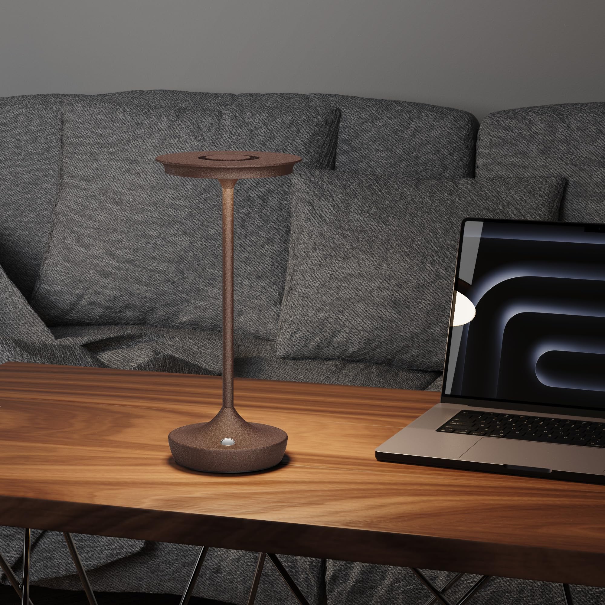 SHANGCAI LED Rechargeable Cordless Table Lamp, Aluminum, 3 Color Dimming, 4.3" x 4.5" x 10.6", Portable Outdoor Light,