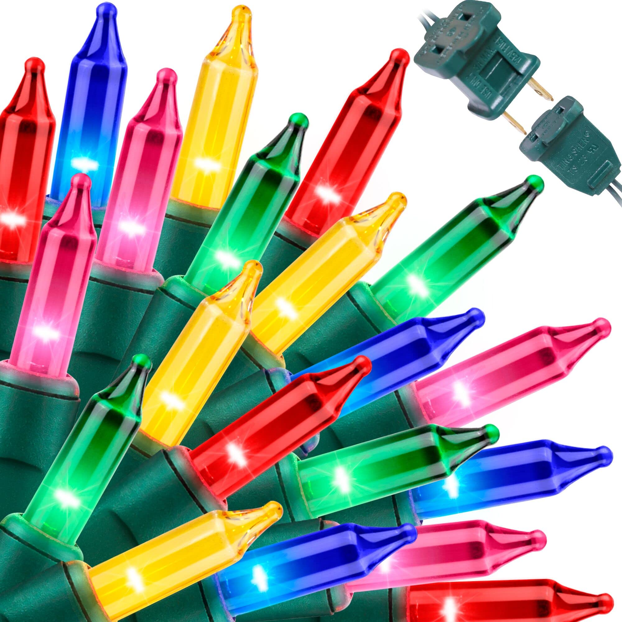 Lamphome Super-Bright Extendable Multi Christmas Lights Decoration 100Lights 19.6Ft Ul Certified Mini Bulb String Lights Set For Outdoor Christmas Tree Garden Holiday Party Patio Wedding Garland Decor