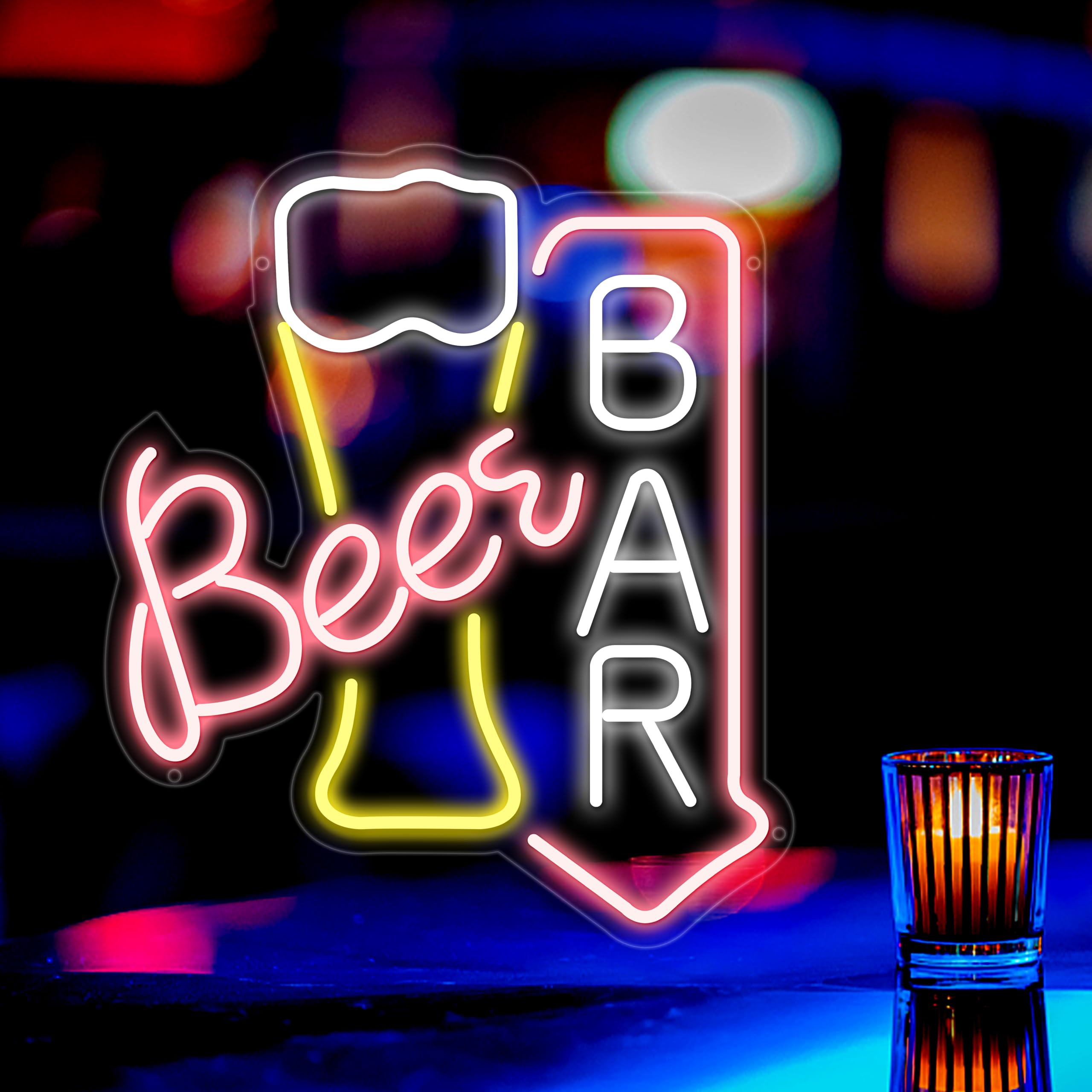 Moneter malt-inspired Bar Neon Sign - LED Wall Decor, USB Powered Acrylic Light for Bedroom & Living Room, Kids Safe, Reusable Design