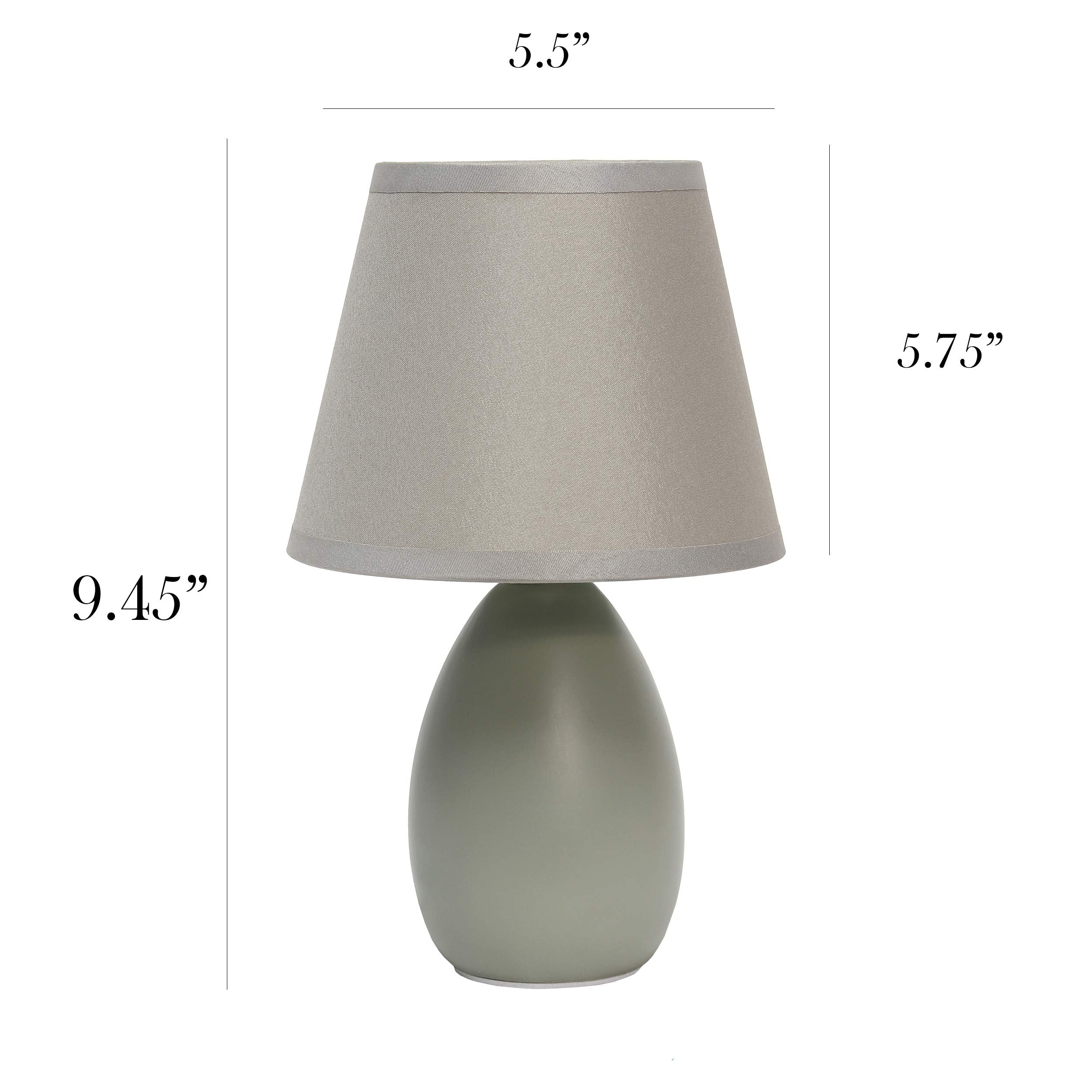 Simple Designs Mini Egg Ceramic Table Desk Lamp Set, Gray, 5.51D X 5.51W X 9.45H, Model Lt2009-Gry-2Pk, Pack