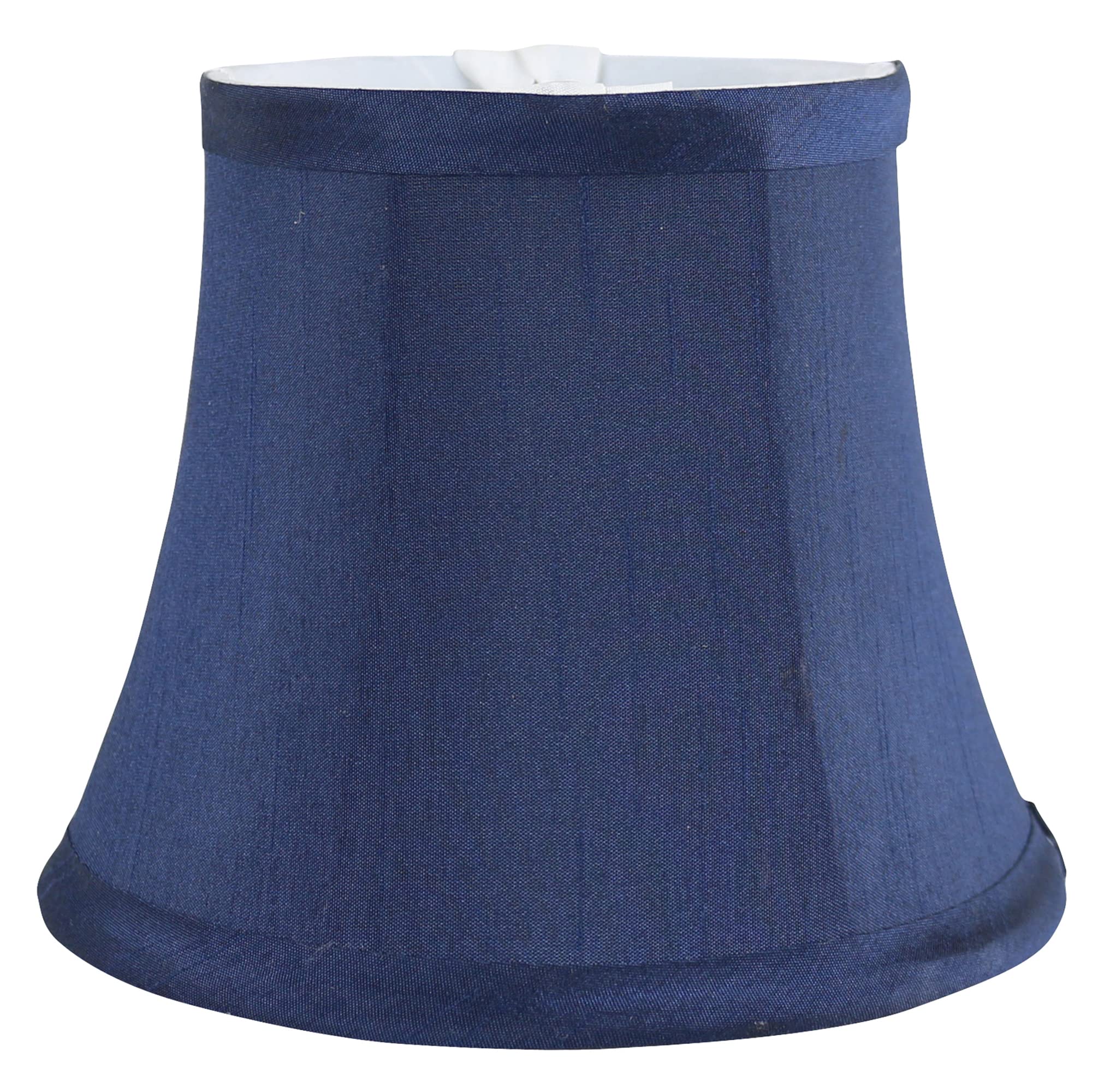 MERIVILLE Set of 2 Blue Faux Silk Chandelier Lamp Shades, Softback Bell Shape, Clip-On Fitter, 4in x 6in x 5”
