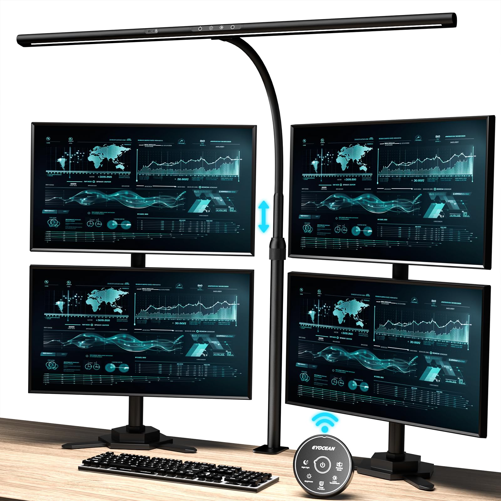 EYOCEAN Desk Lamp, 31.5'' LED Desk Lamp for Home Office,Gesture Sensing Control Desk Light, Dimmable & Color Temperature, Eye-Ca