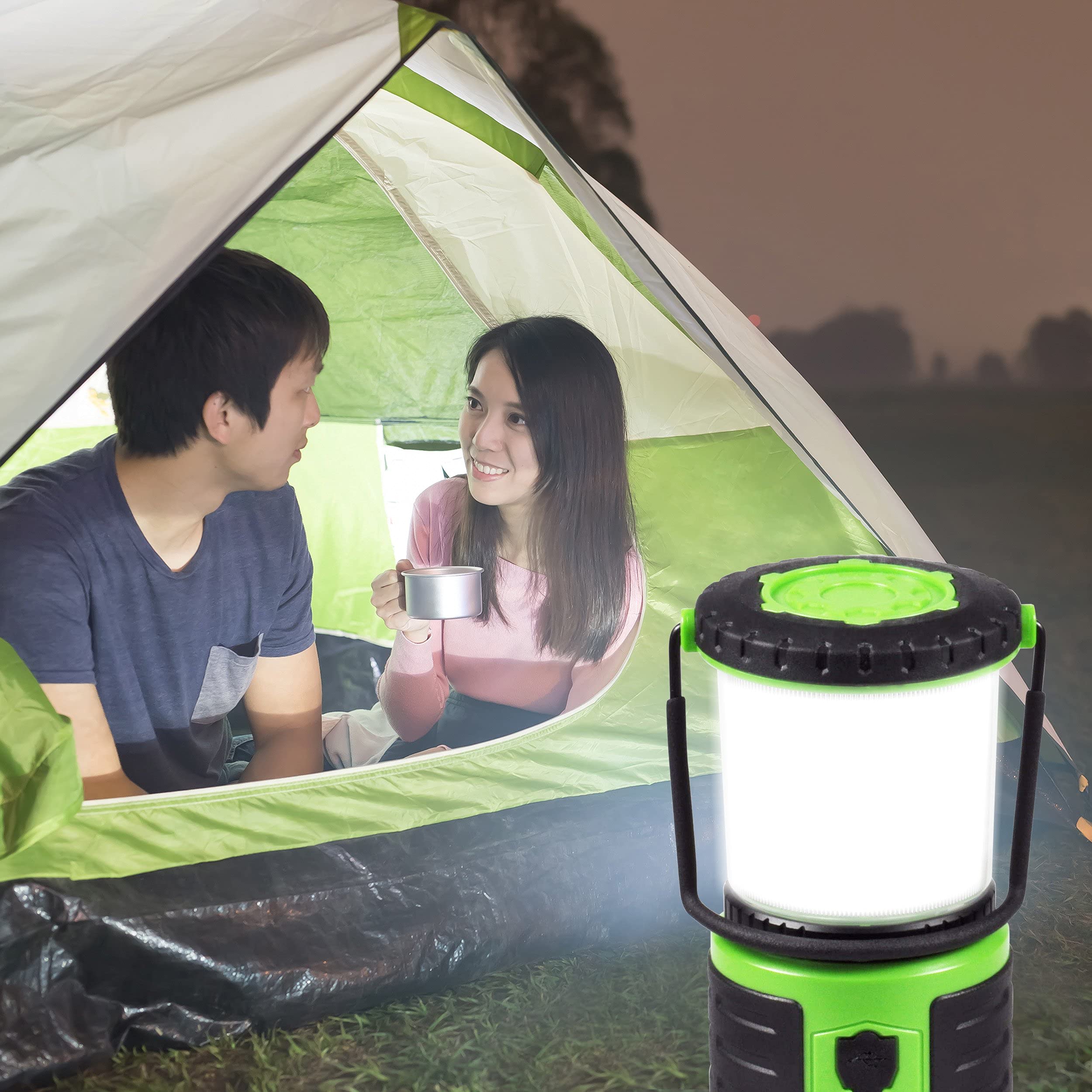 Blazin Bolt Rugged USB Rechargeable Lantern - 6000mAh Power Bank, 400 Lumen, 6 Modes, Green, Model 7B-LJ3J-4HTO