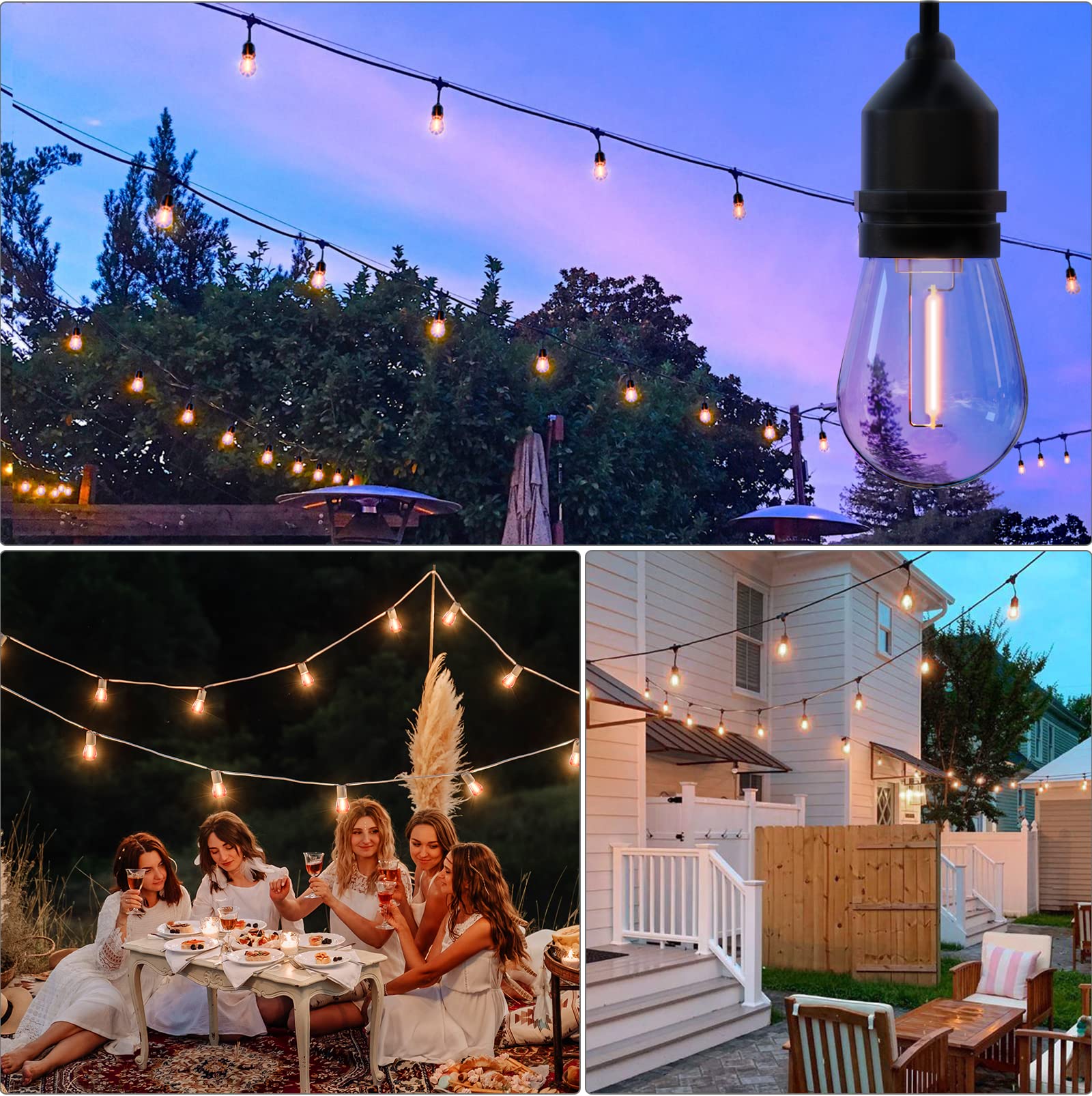 Mlambert Led String Light Bulbs, Shatterproof Outdoor S14 Replacement Light Bulb 2200K, Waterproof 1W Led Edison Bulbs Equal To 11W,Not Solar,15Pack