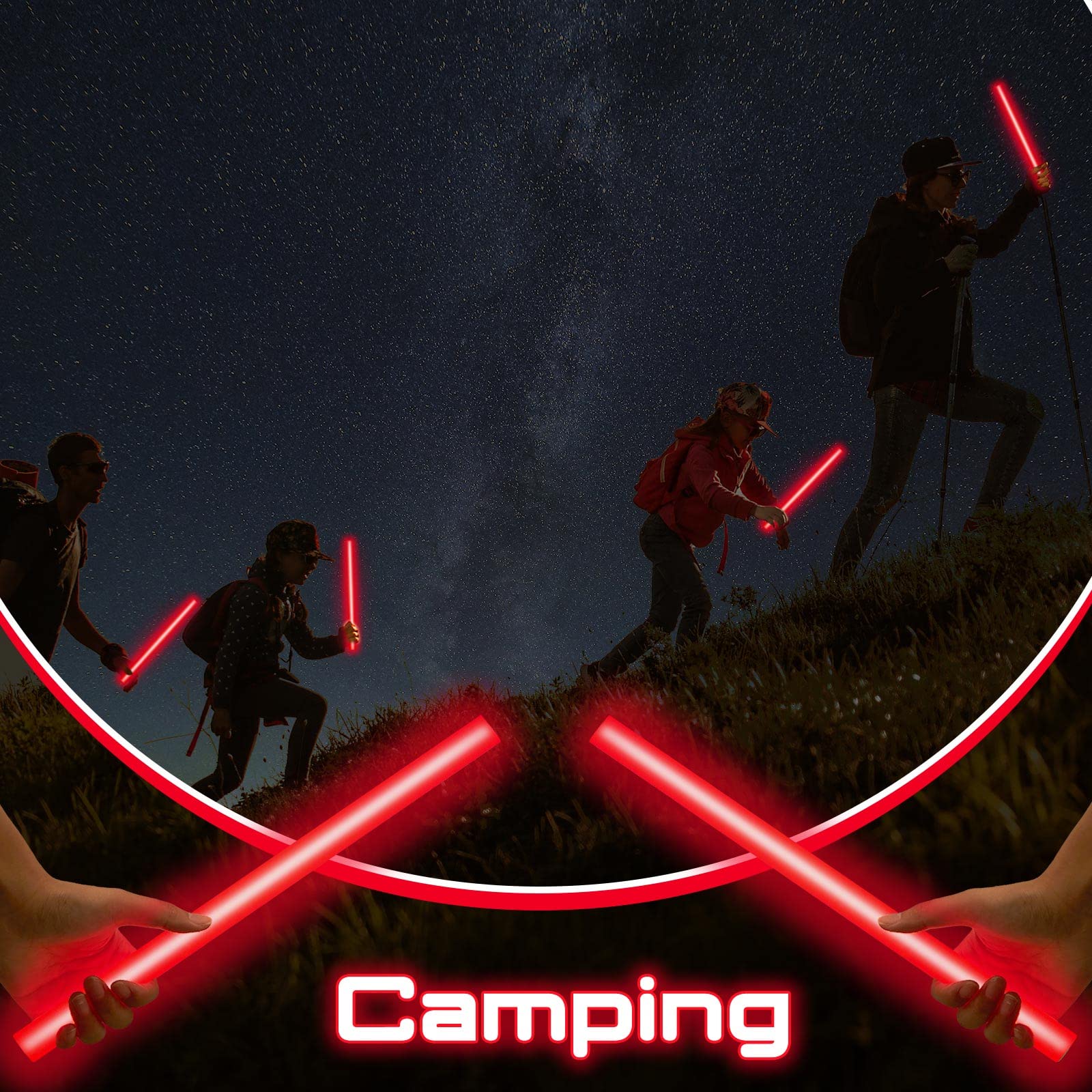 Lewtemi Glow Sticks - 10 Pcs Jumbo 14 Inch Emergency Light Sticks, Red - Perfect for Halloween, Camping, and Survival Kits