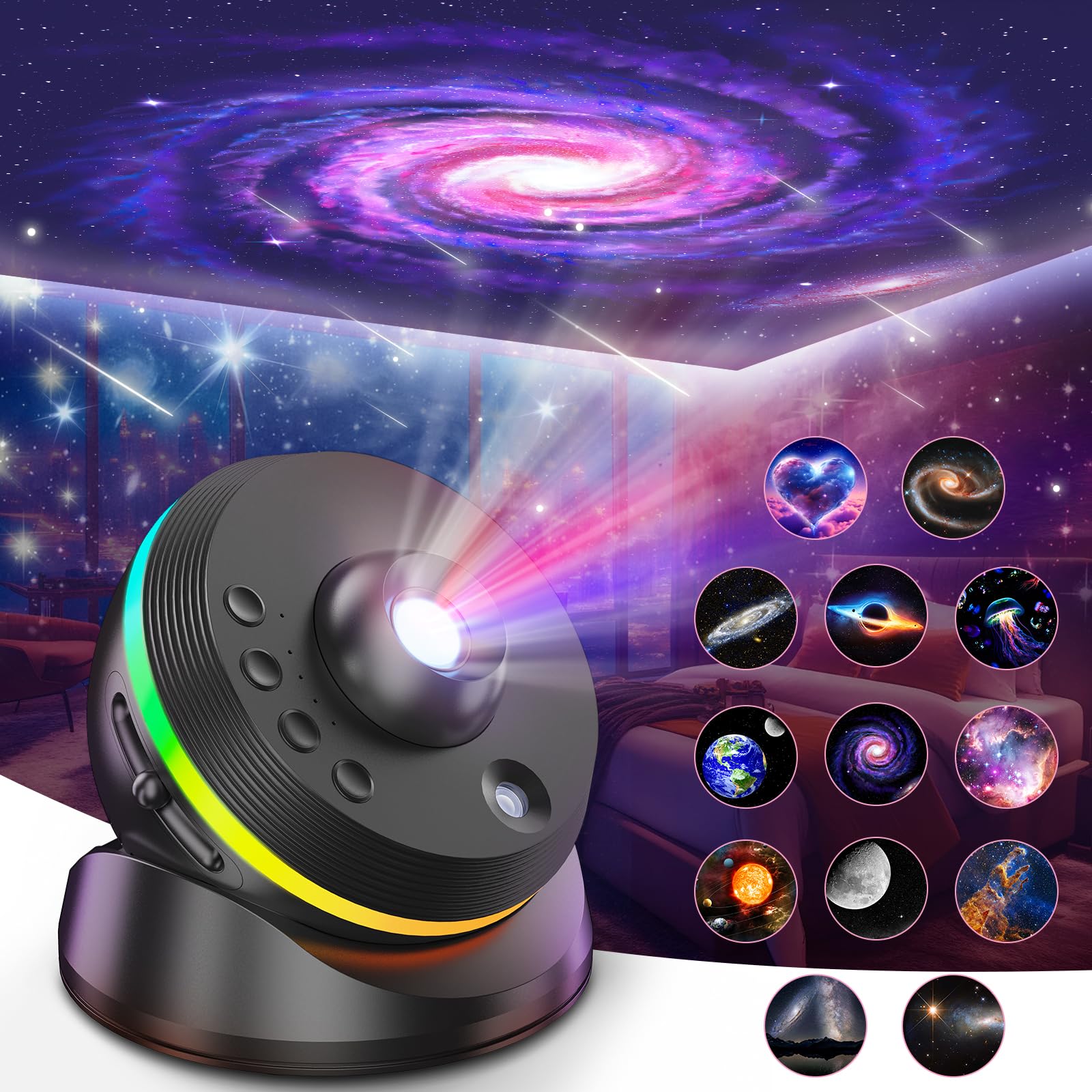 [6th Gen Upgraded] Planetarium Galaxy Projector, 13 in 1 Star Light Projector Starry Sleep Night Light with Dynamic Meteors,360?