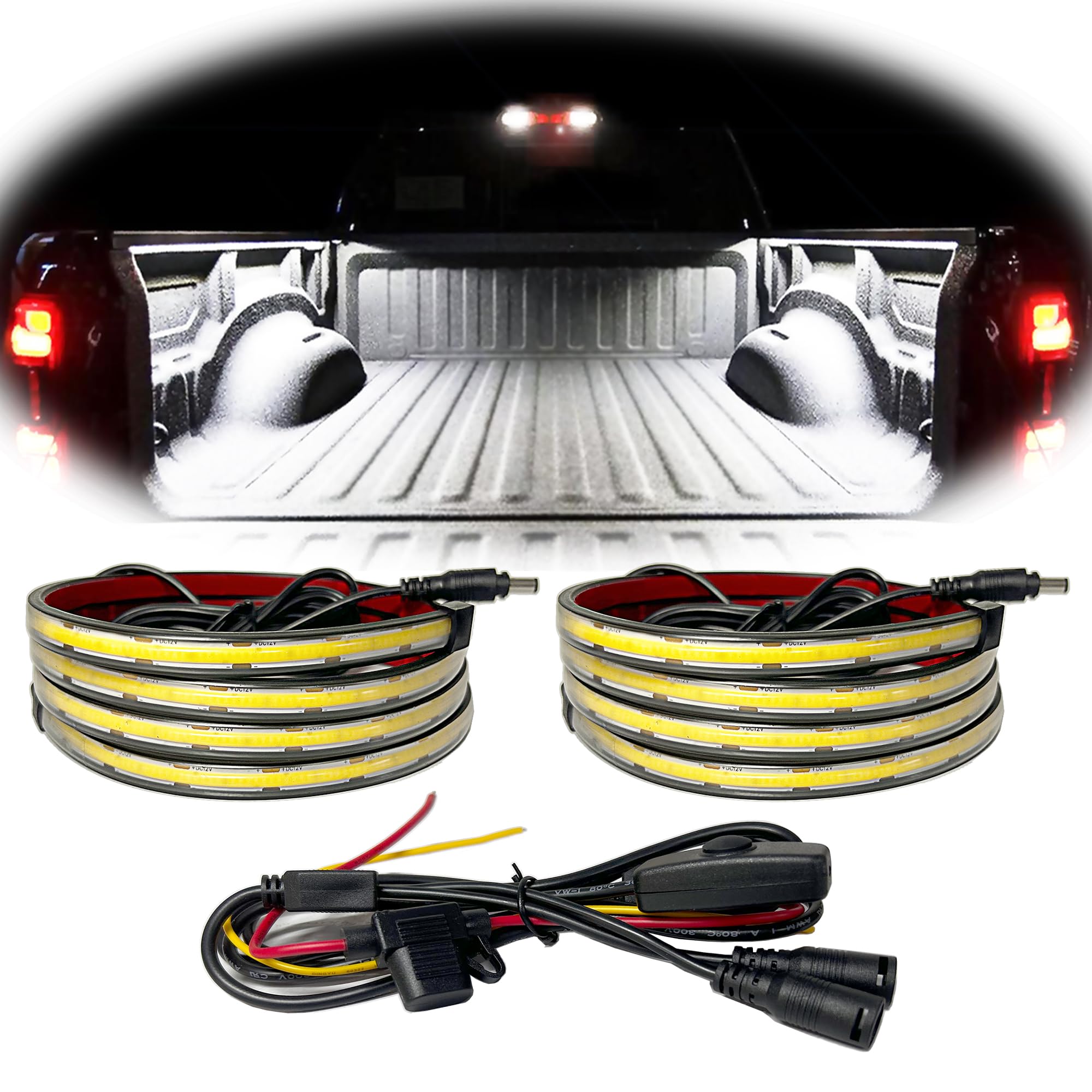 Canria Led Truck Bed Lights  60 Inches  2 Pack  Cob 1584 Leds  White 6500K 12V  30W  Ip67  With Switch  5A Fuse Holder  Easy Install  Ideal For Truck Cargo Lighting  Pickup Truck Suv Rv Boat