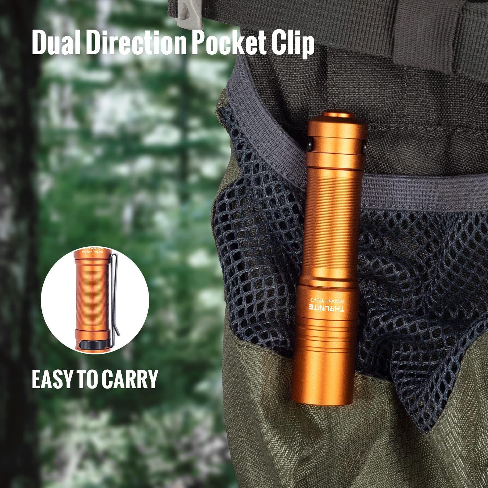 ThruNite Archer Pro V2 EDC Flashlight - 950 Lumens, USB-C Rechargeable, Pocket Size, Orange