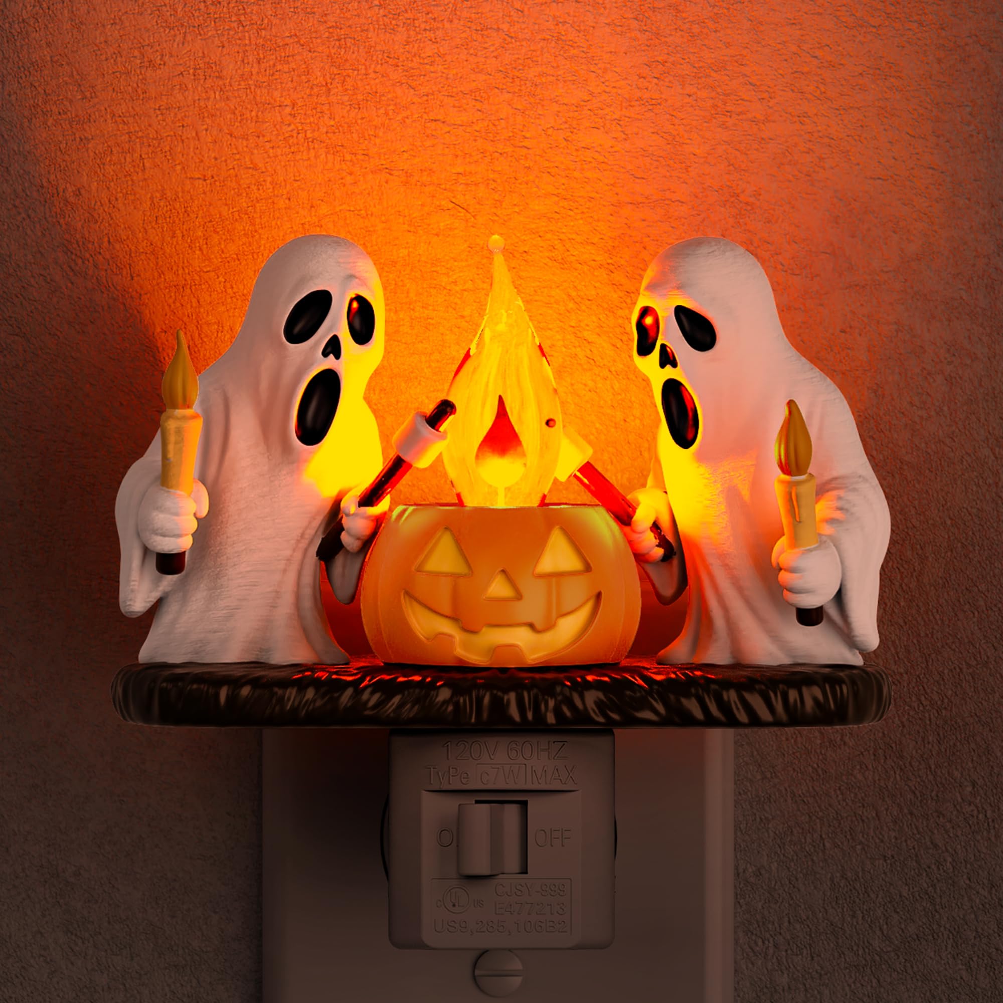 Briignite Halloween Night Light, Ghost Night Light Campfire Flickering, Halloween Decor Night Lights For Kids, Plug In Ghost Nig