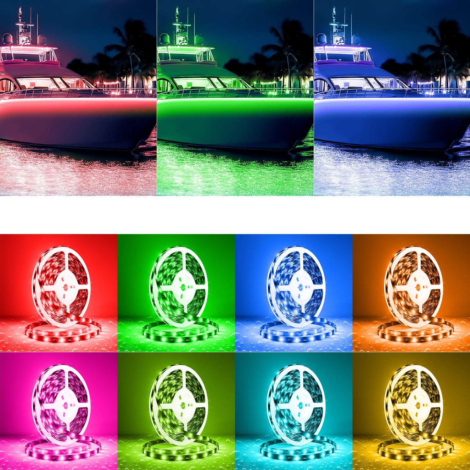 TENDIST LED Waterproof Boat Lights Strip, 65.6FT Multicolor RGB, IP67 Marine Lighting with APP & Remote for Night Fishing