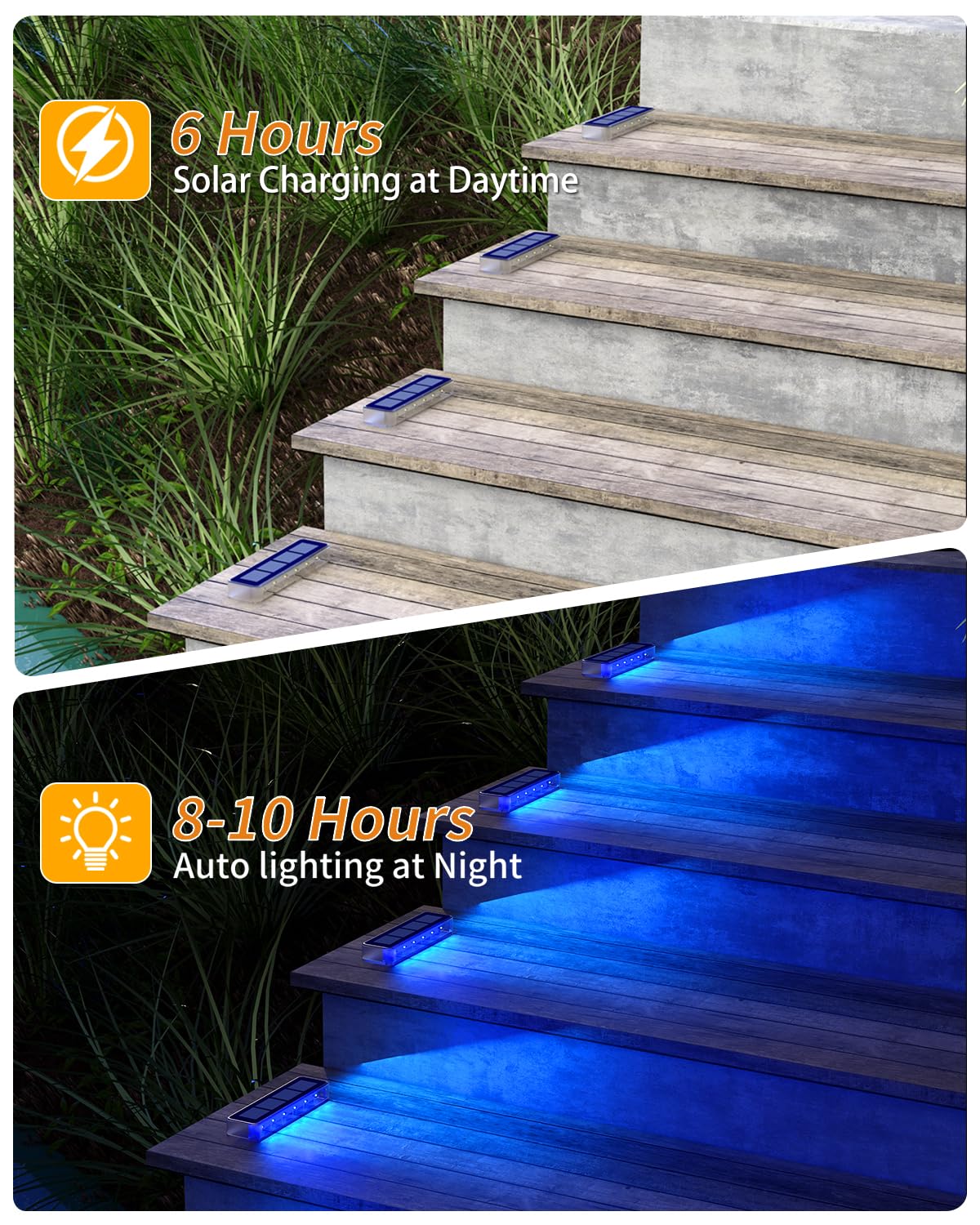 DetarZinLED Solar Step Lights, 2 Pack Waterproof Blue Outdoor Deck Lights, Model EL-SPB-02