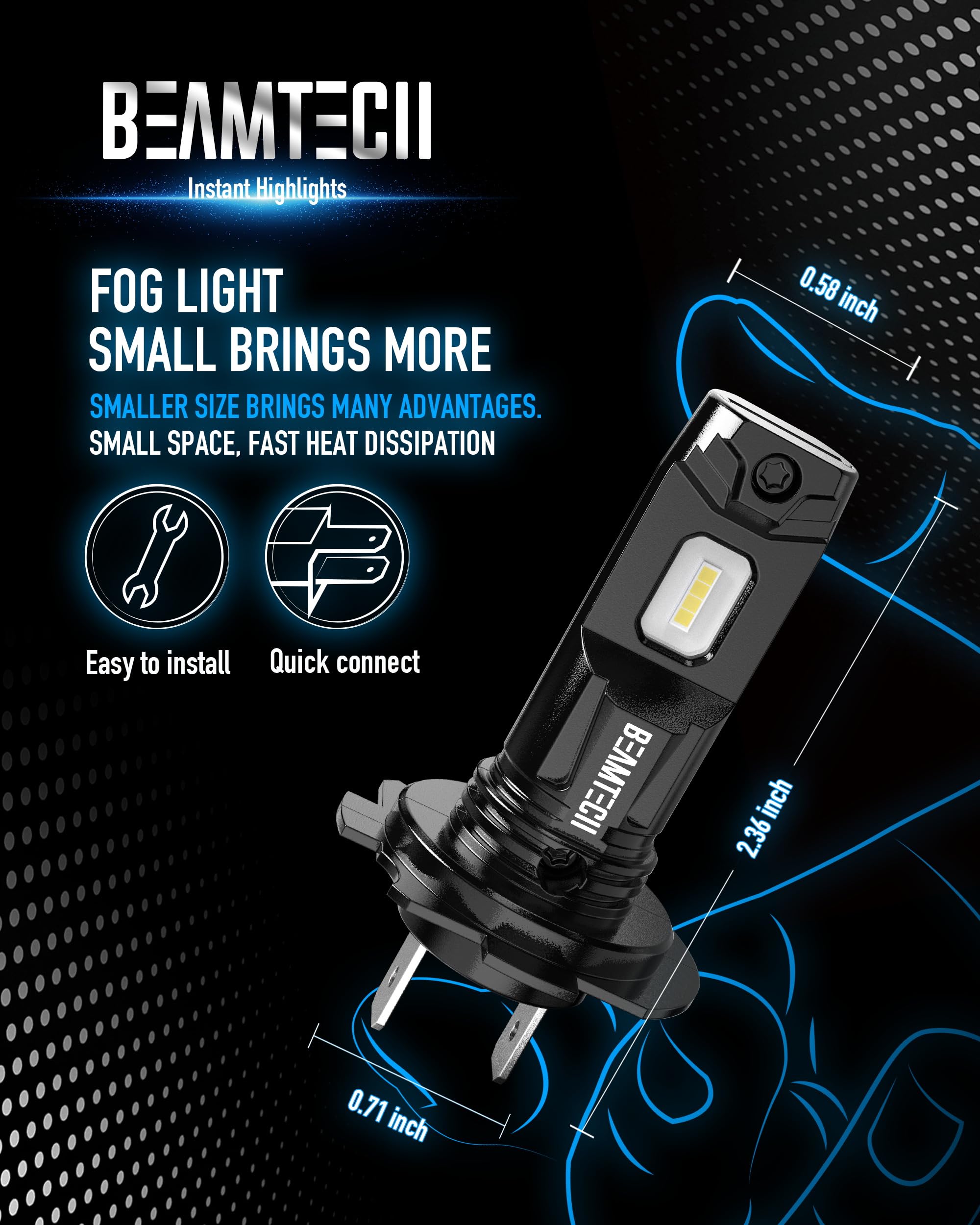 Beamtech H7 Fog Bulb  Fog Light Pack Of 2 Fog Light For Atvs  Powersports Accessory Lights