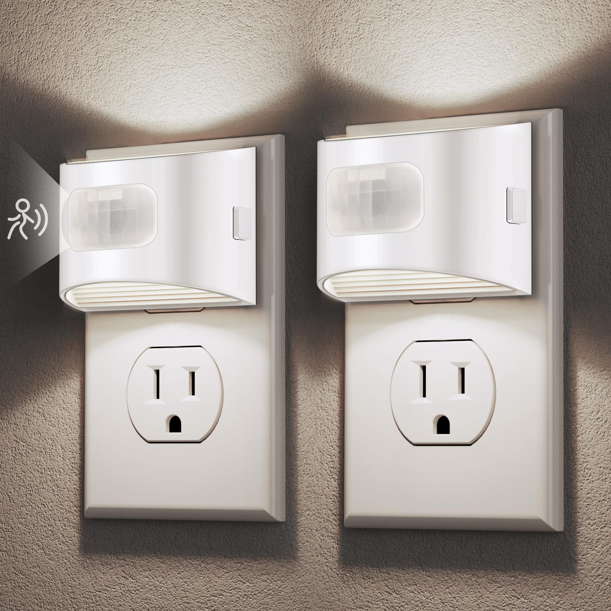 DORESshop LED Night Light[2 Pack]  Night Lights Plug into Wall  3 Mode Plug in Night Light with Motion Sensor  Dusk to Dawn Sensor  Nightlights for For Mature Userss  Bedroom  Bathroom  5000K White Cover