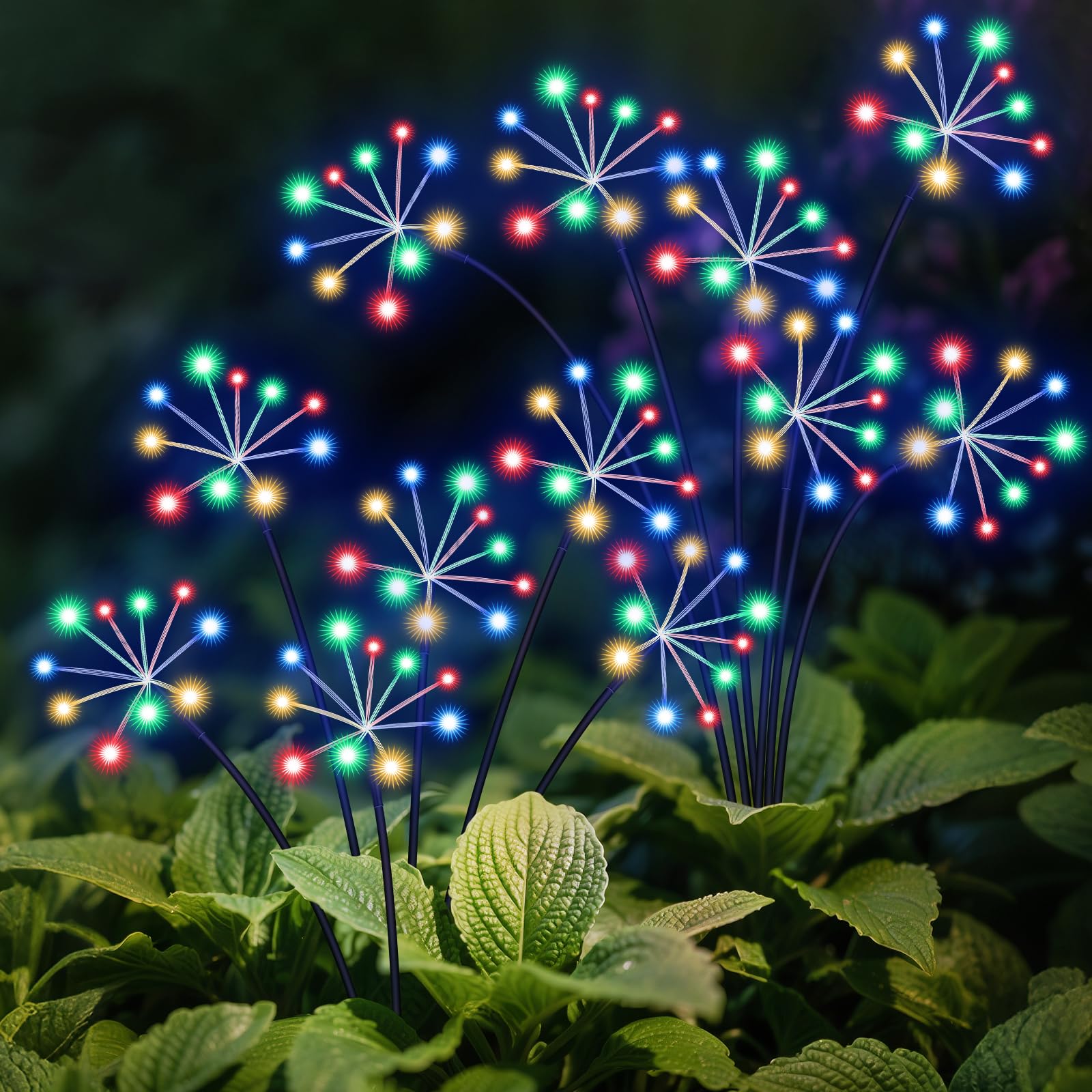 Solar Garden Lights 2 Pack Waterproof Swaying Starburst Light Solar Outdoor Lights For Yard Patio Walkway Pathway Party Wedding Decoration  Unique Gifts For Women  Multicolor