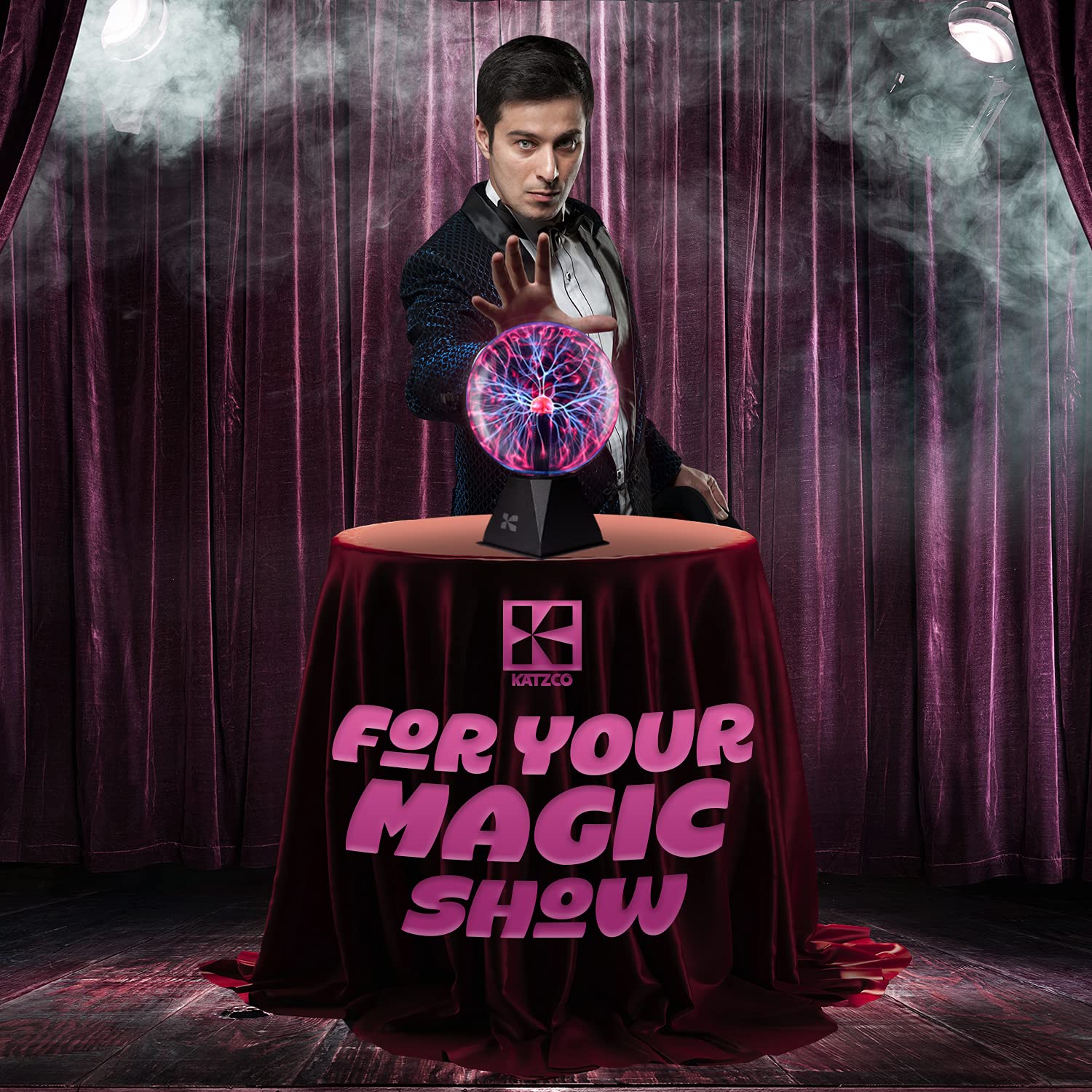 Katzco 8 Inch Plasma Ball - Static Electricity in a Vacuum Pressurized Glass Globe - Nebula Thunder Lightning, Plug-in - for Par