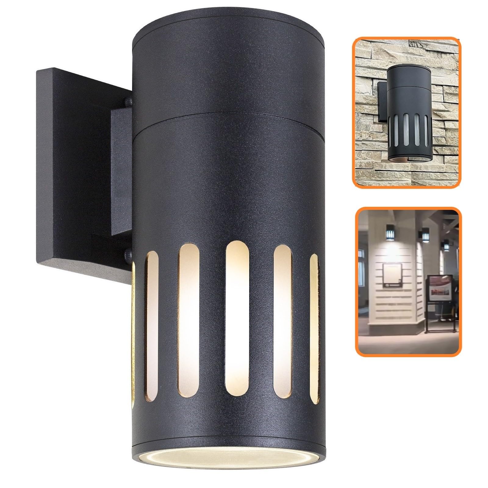 ZUUKOLE Outdoor Wall Sconce, Exterior Lighting Fixture - ETL Listed, Die-cast Aluminum Waterproof Wall Mount Cylinder Design - 1