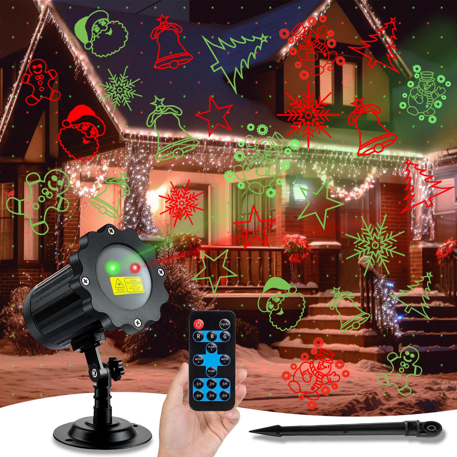 EFOBO Brighter Christmas Projector Lights Outdoor, Waterproof Laser Christmas Projector with Remote, Christmas Spotlight Decorat