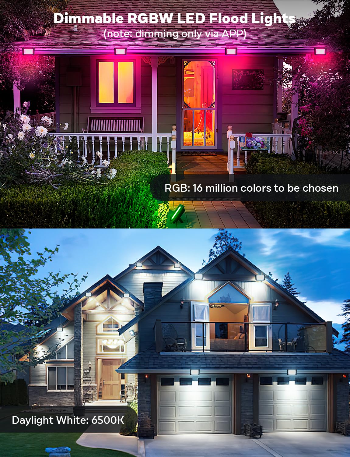 Alfele 36W Rgbw Led Flood Light, Color Changing Outdoor Lighting, Remote Control, Ip66, 4 Pack