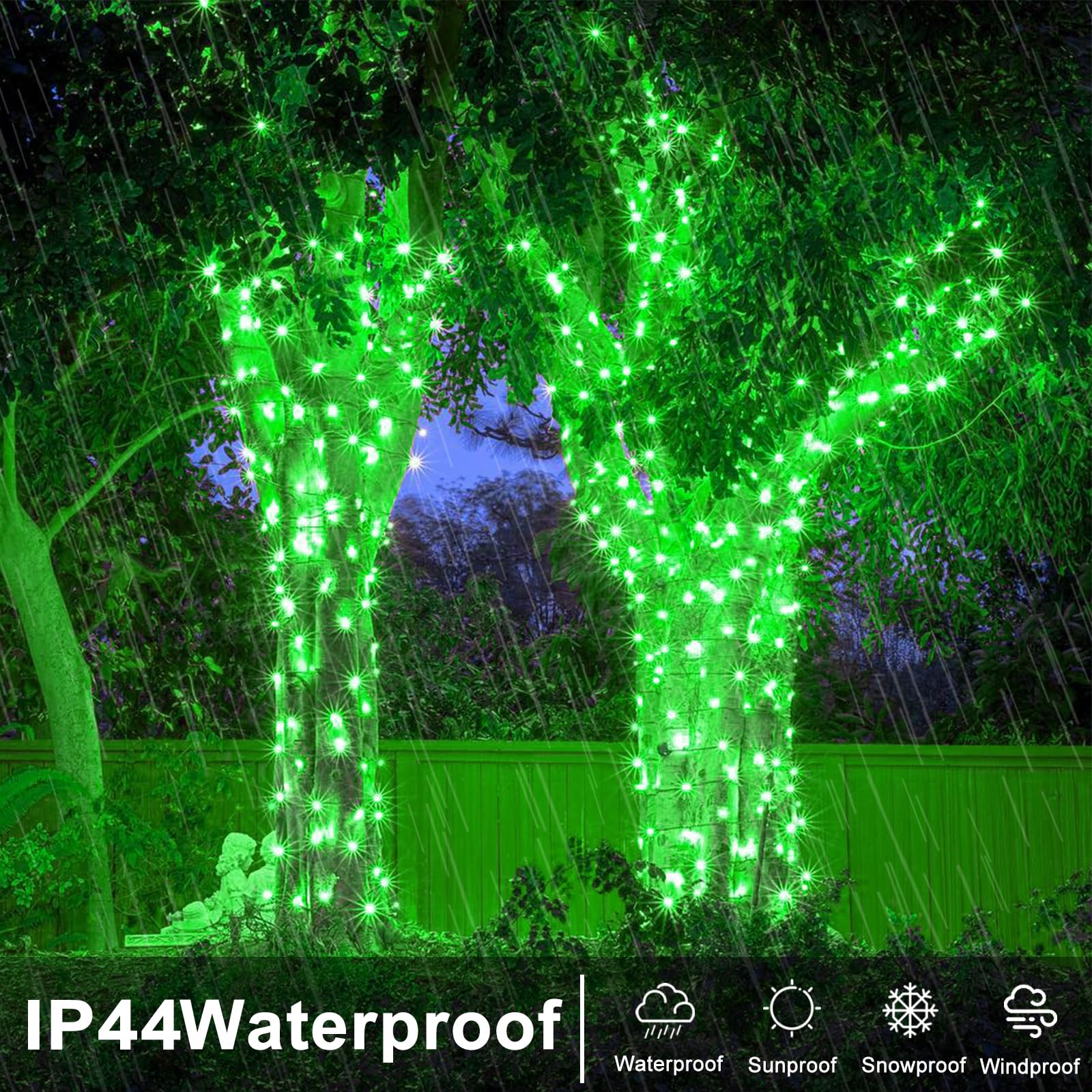 400 Led Green String Lights, 132Ft St Patrick'S Day Clear Wire 8 Modes Green Christmas Lights Outdoor, Plug In Waterproof Twinkl