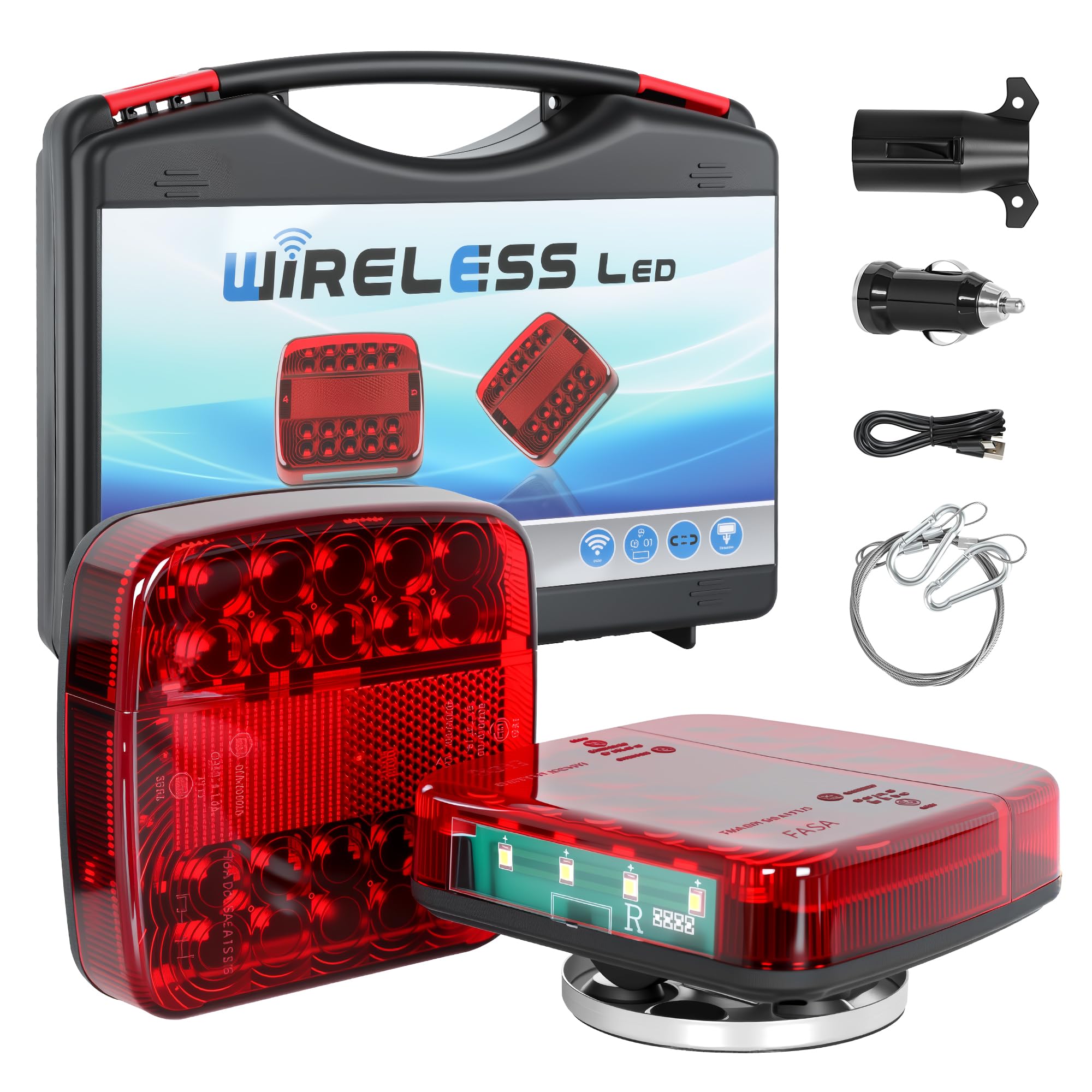 LAMPEASE Wireless Trailer Lights Magnetic  New Rechargeable LED Trailer Light Kit  IP65 Waterproof for Trucks  RVs  Boats  Campers Caravan