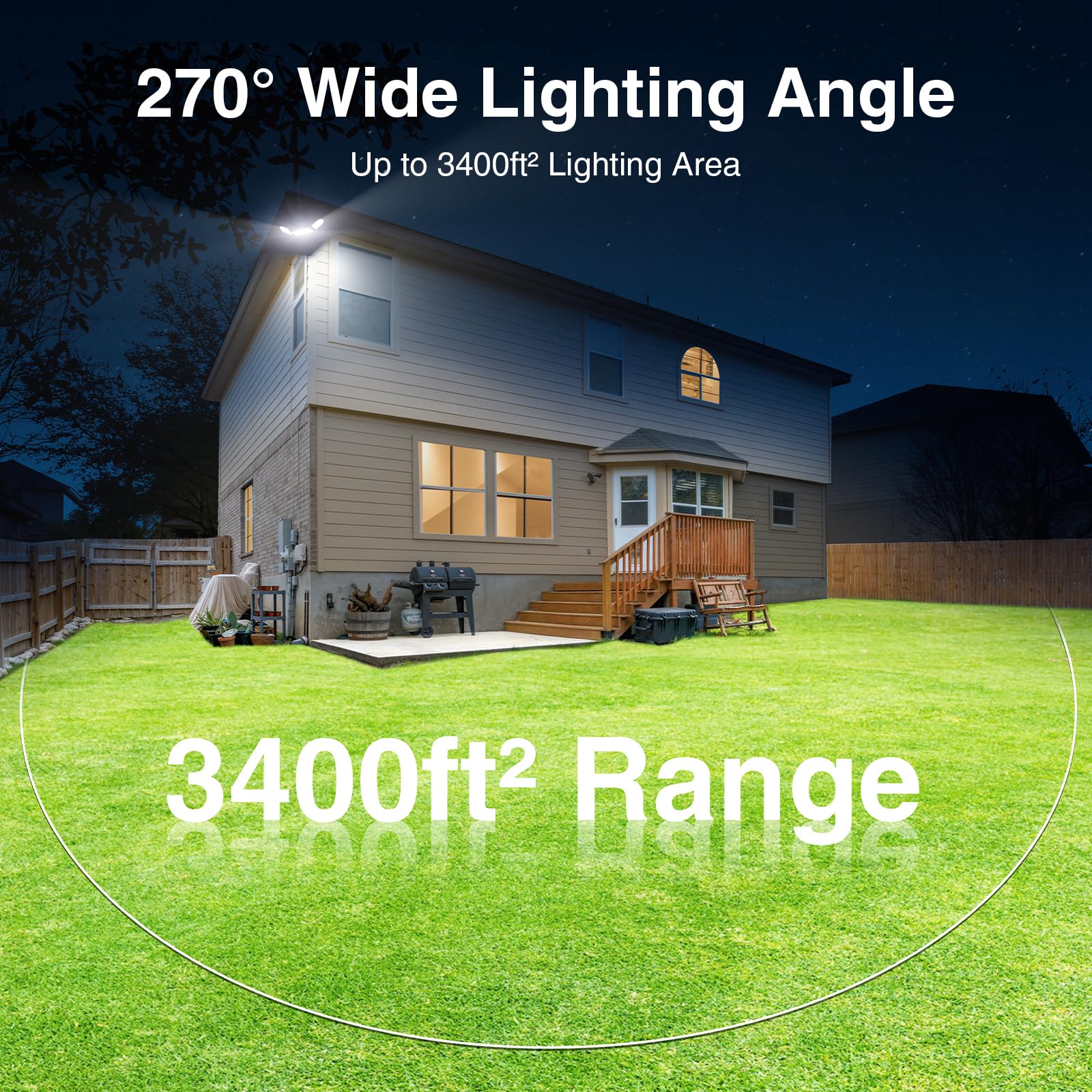 Szpower 150W Flood Lights Outdoor Waterproof Ip65, Exterior Led Floodlights With 3 Adjustable Heads, 15000Lm Super Bright Security Lights Fixture, Outside Lights For House, Backyard