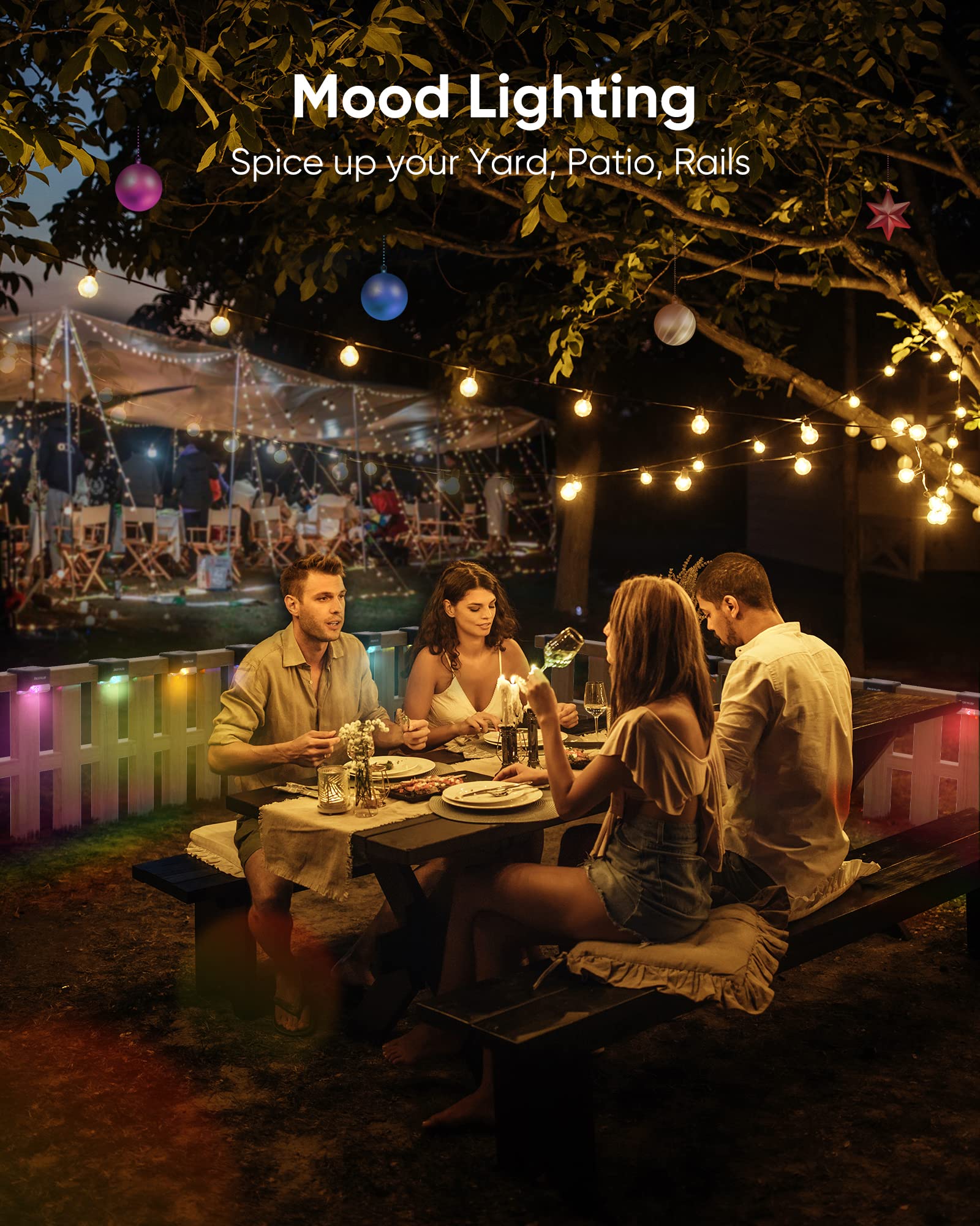 Jackyled 16 Pack Deck Lights Solar Powered Color Changing, Outdoor Solar Fence Lights Waterproof Led Stair Lights For Patio Step