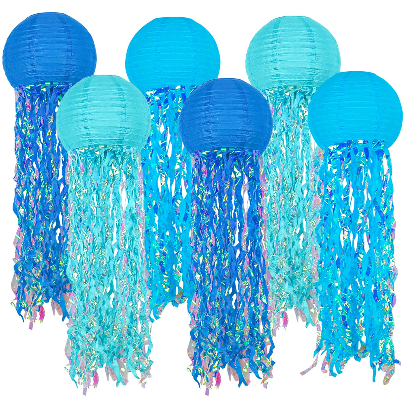 Hanging Jelly Fish Decoration, Blue Jellyfish Paper Lanterns - Jellyfish Decor for Mermaid Theme Party & Under The Sea Ocean Bir