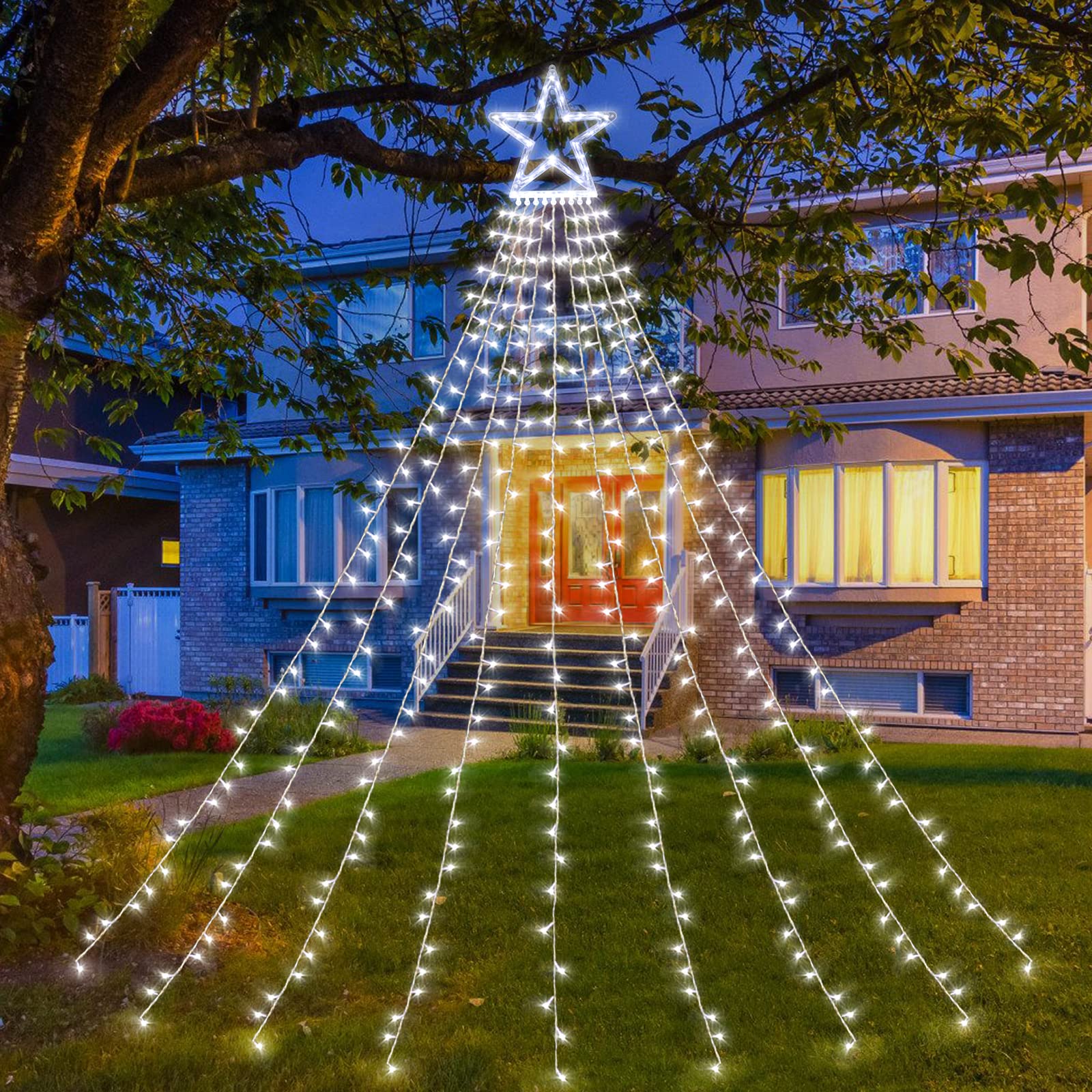 XUNXMAS Christmas String Lights Outdoor Decoration 317 LED Star Fairy String Lights 8 Modes & Waterproof for Party Wedding Patio
