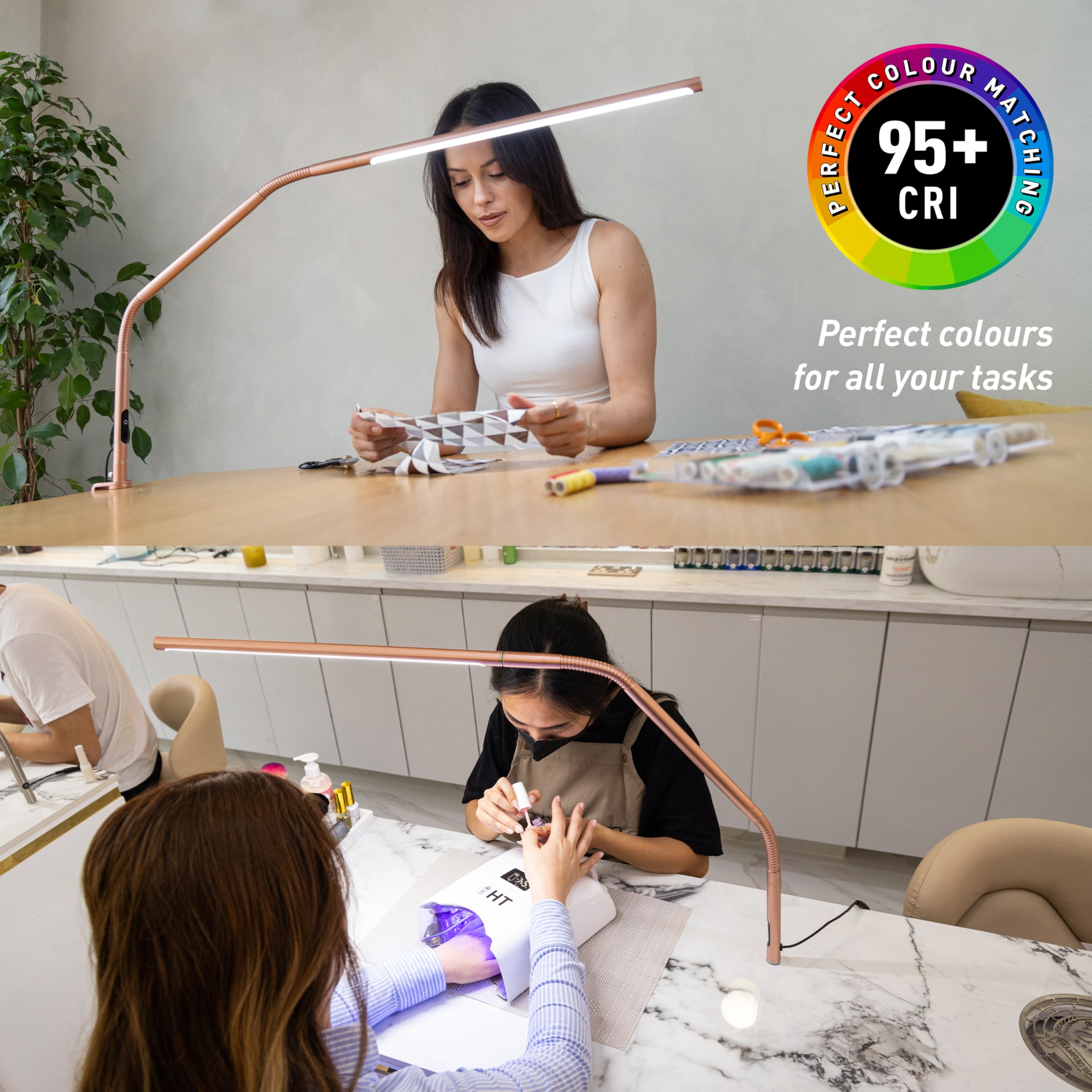 daylight Slimline 4™ LED Table Lamp - Rose Gold, 6,000K, 3,200 Lux, USB-C, Anti-Glare, 4 Brightness Levels, Model