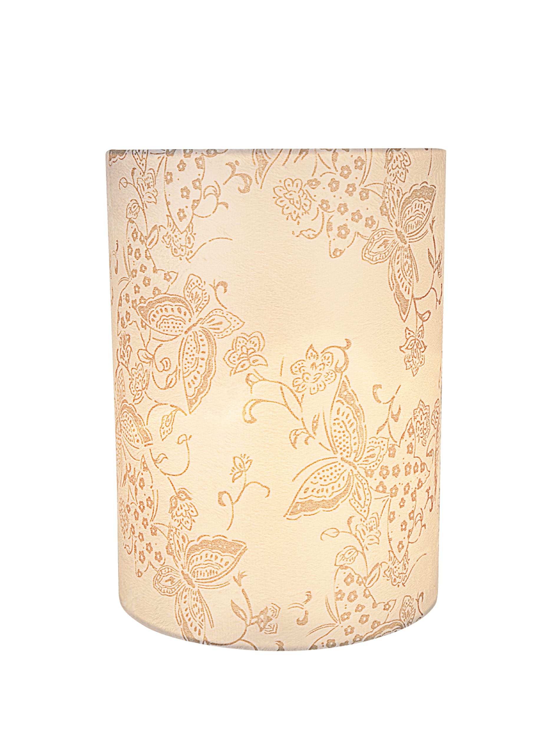 Aspen Creative Drum Lamp Shade, Cream Butterfly Pattern, 8in x 8in x 11in, Model 31280