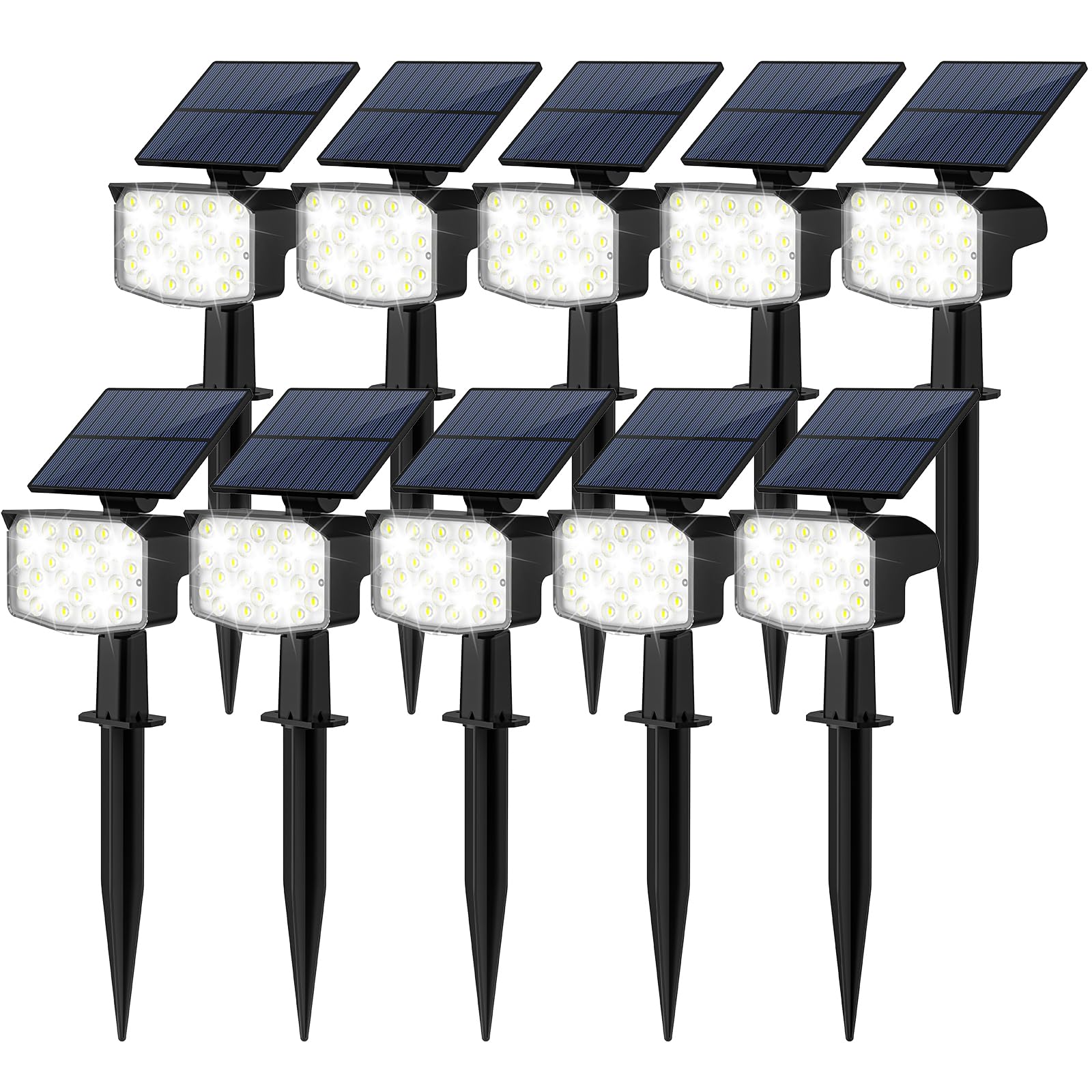 NACINIC Solar Spot Lights Outdoor Waterproof Adjustable Solar Powered Landscape Lights for Yard 3 Long Time Lighting Modes Spotl