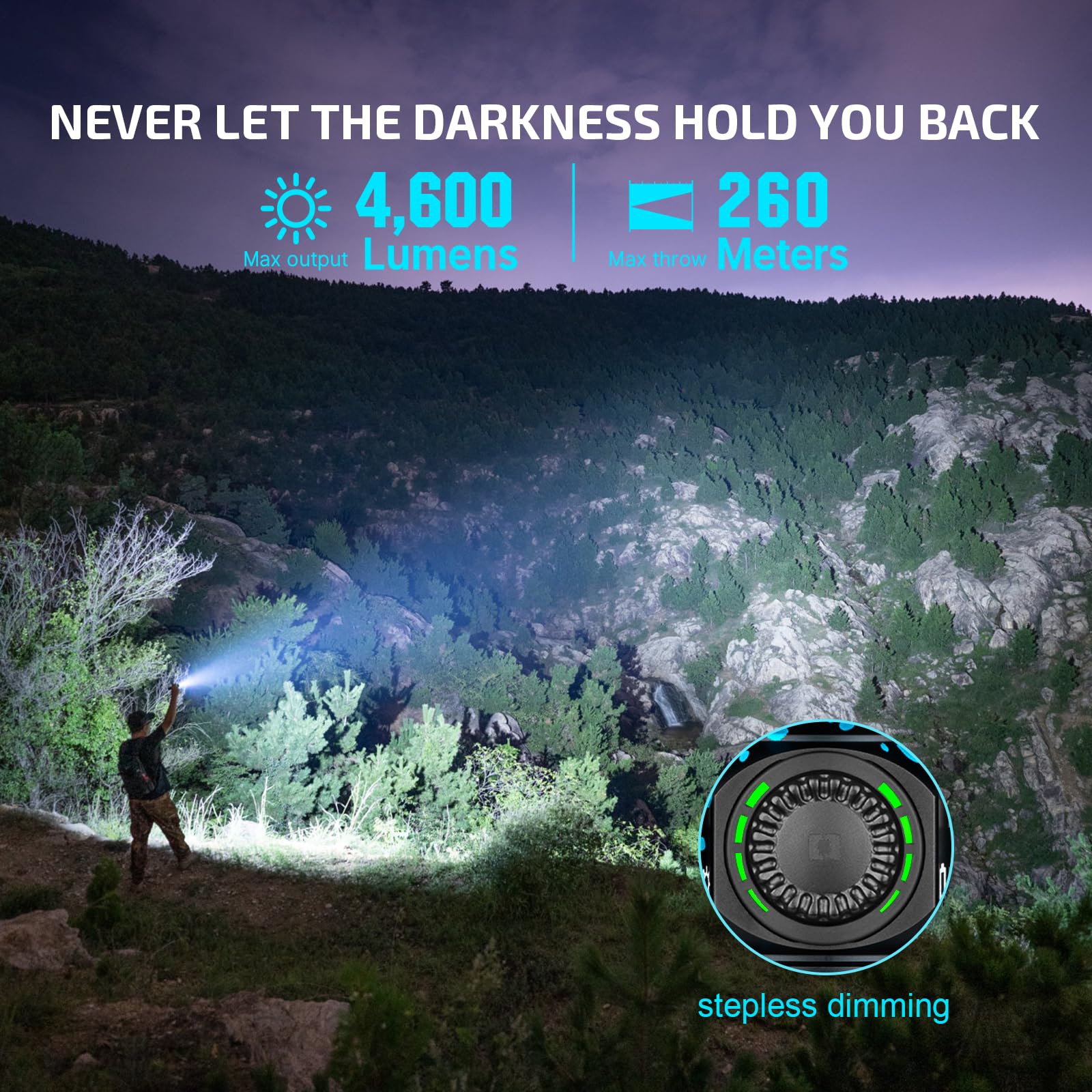 OLIGHT Seeker 4 Pro Flashlight, 4600 Lumens, USB C Holster, Waterproof IPX8, Neptune Color, Model SEK4PRO-NPCW#300000