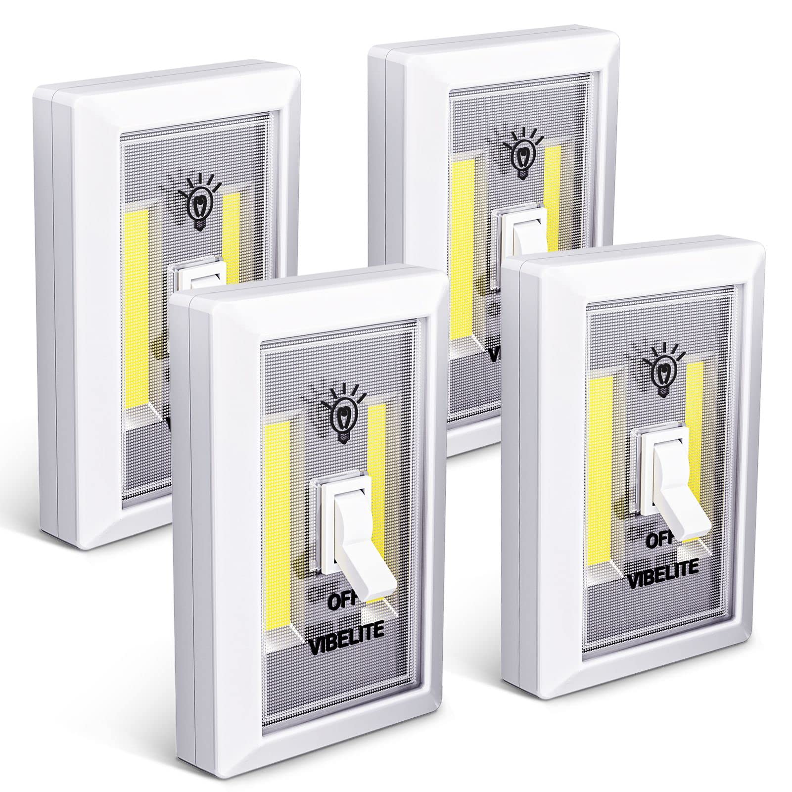 VIB high-standard Closet Light, Battery Operated Tap Light, 4-Pack, White, ABS Material, Model 8542000657