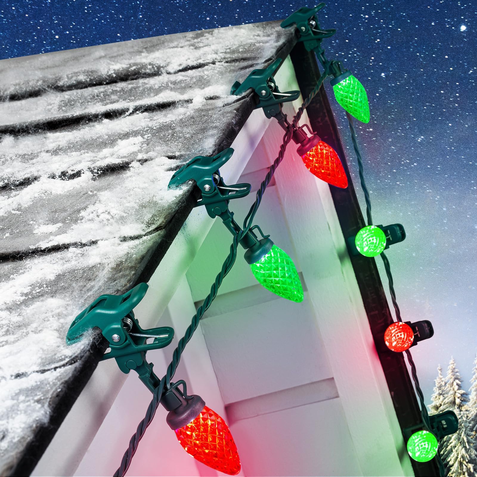 Brightown C9 LED Christmas Lights, 100 Waterproof Strawberry String Lights, 68 Ft, Red & Green, Model GY-C9-X-33-3B