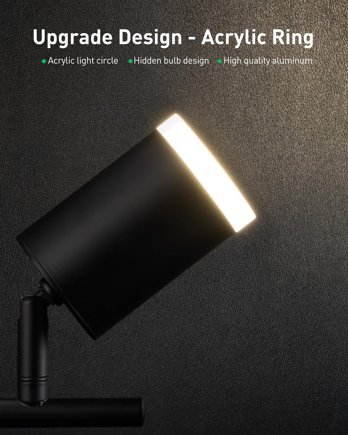 Bojim 6 Light Black Track Lighting Kit, Modern Led Track Lighting Fixtures Ceiling, Flexibly Rotatable Led Light Head With Acryl